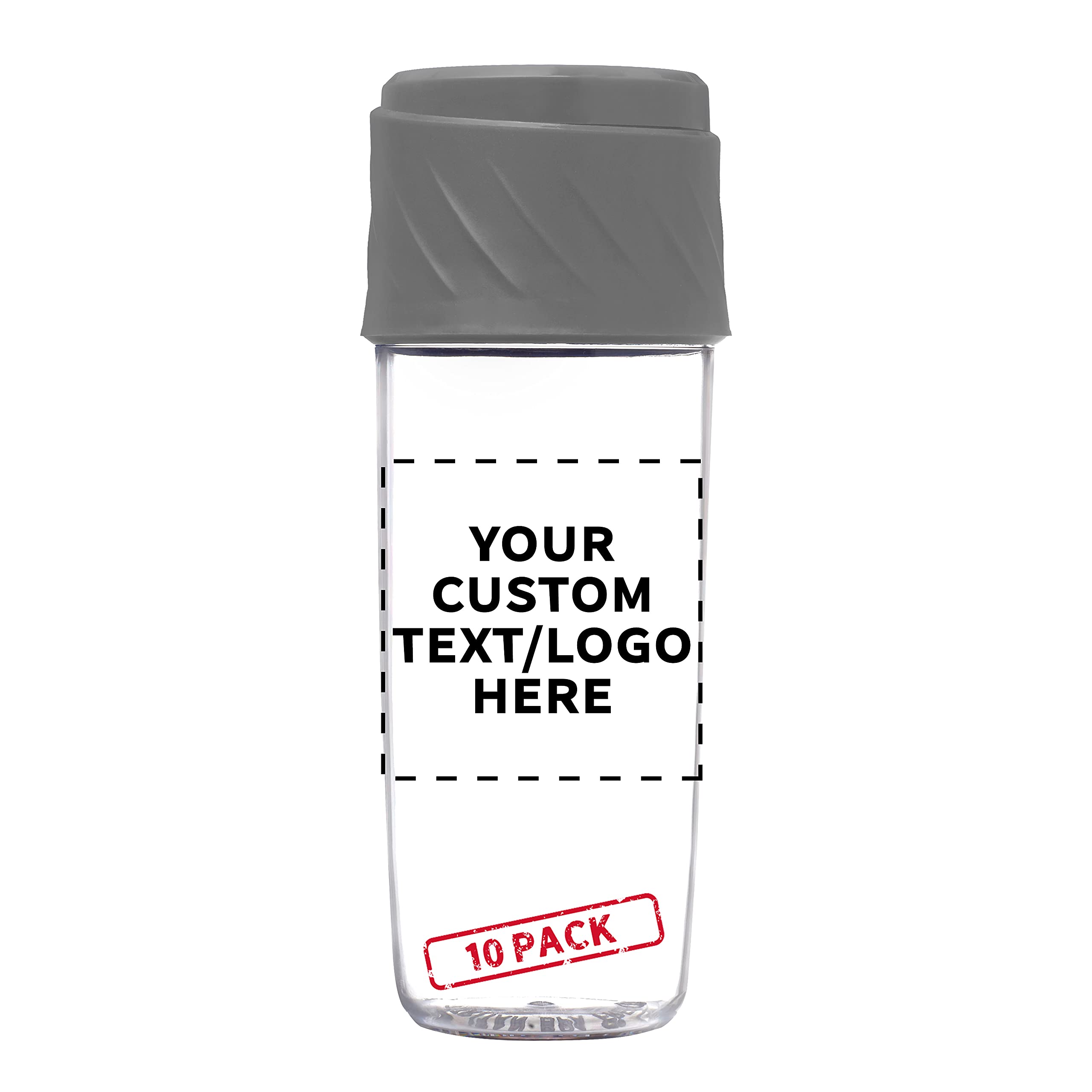 10 Pack Dual Sip-N-Snack 16oz BPA-Free Plastic Water Bottles with Screw-On Lid - Custom Text & Logo - Perfect for Schools, Sports & Office Hydration
