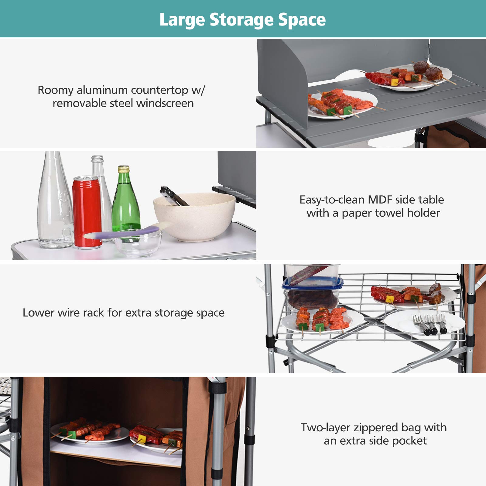 Goplus Portable Camping Kitchen Table - 26