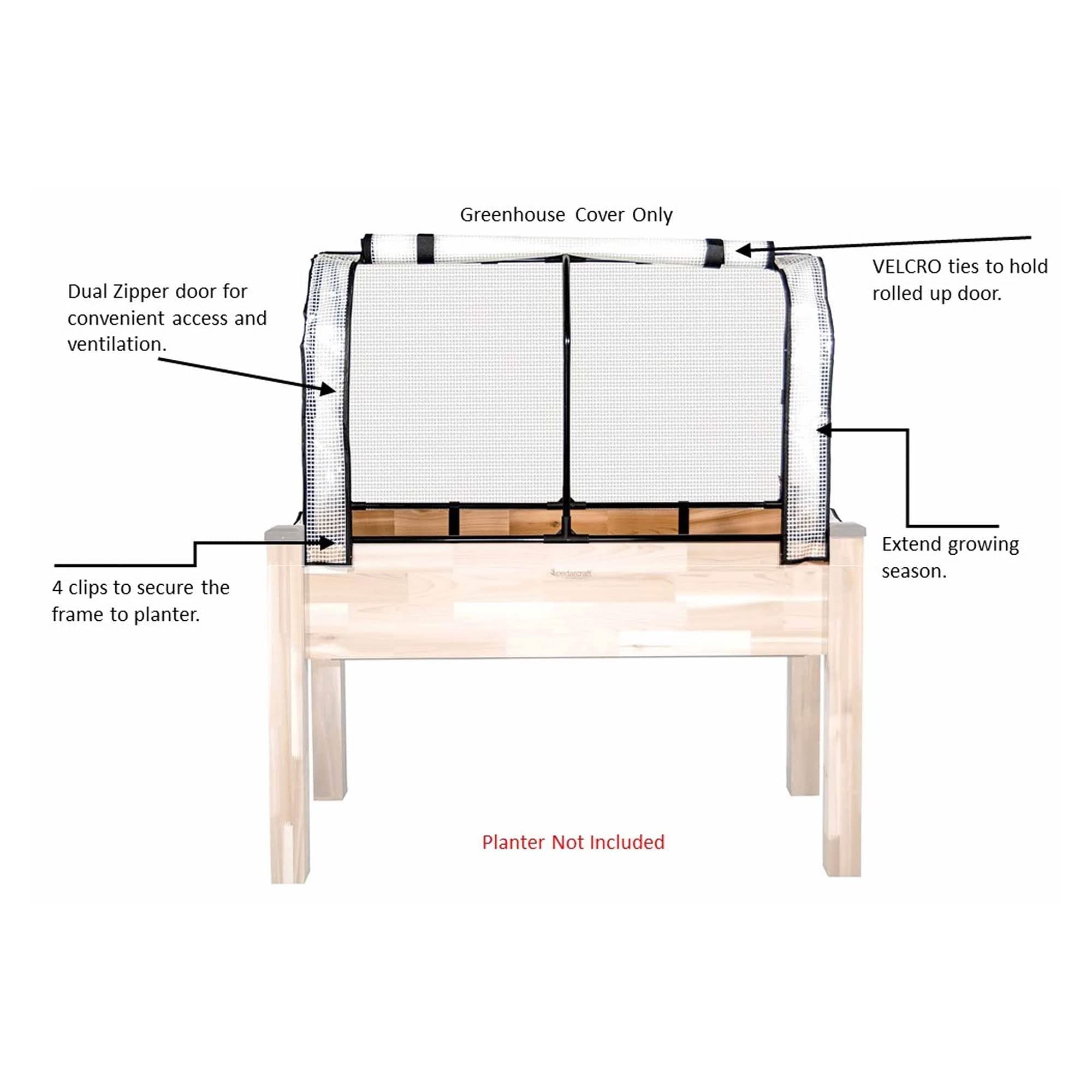 **Self-Watering Elevated Cedar Planter Box with Greenhouse Cover - 22” x 48” x 30” Raised Garden Bed for Vegetables, Herbs & Flowers | Durable Cedar Wood, Container Gardening & Patio Decor**    *(Perfect for Balcony, Deck, Backyard & Urban Gardening - Grow Fresh Produce Easily!)*