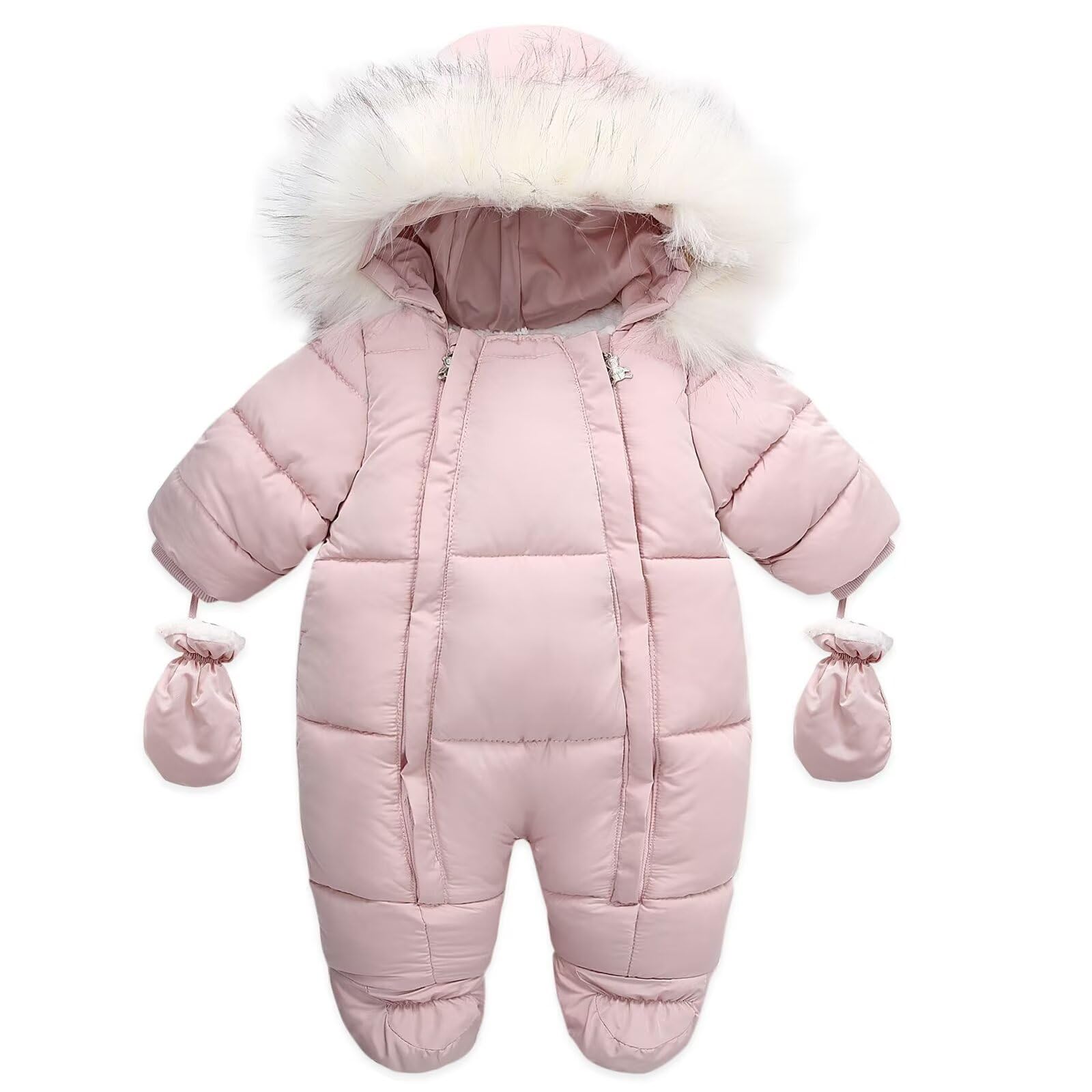**Baby Snowsuit for Boys & Girls - Cute Hooded Down Jacket Romper with Light Puffer Padding - Warm Winter Jumpsuit for Infants - Perfect for Outdoor Play & Cold Weather**