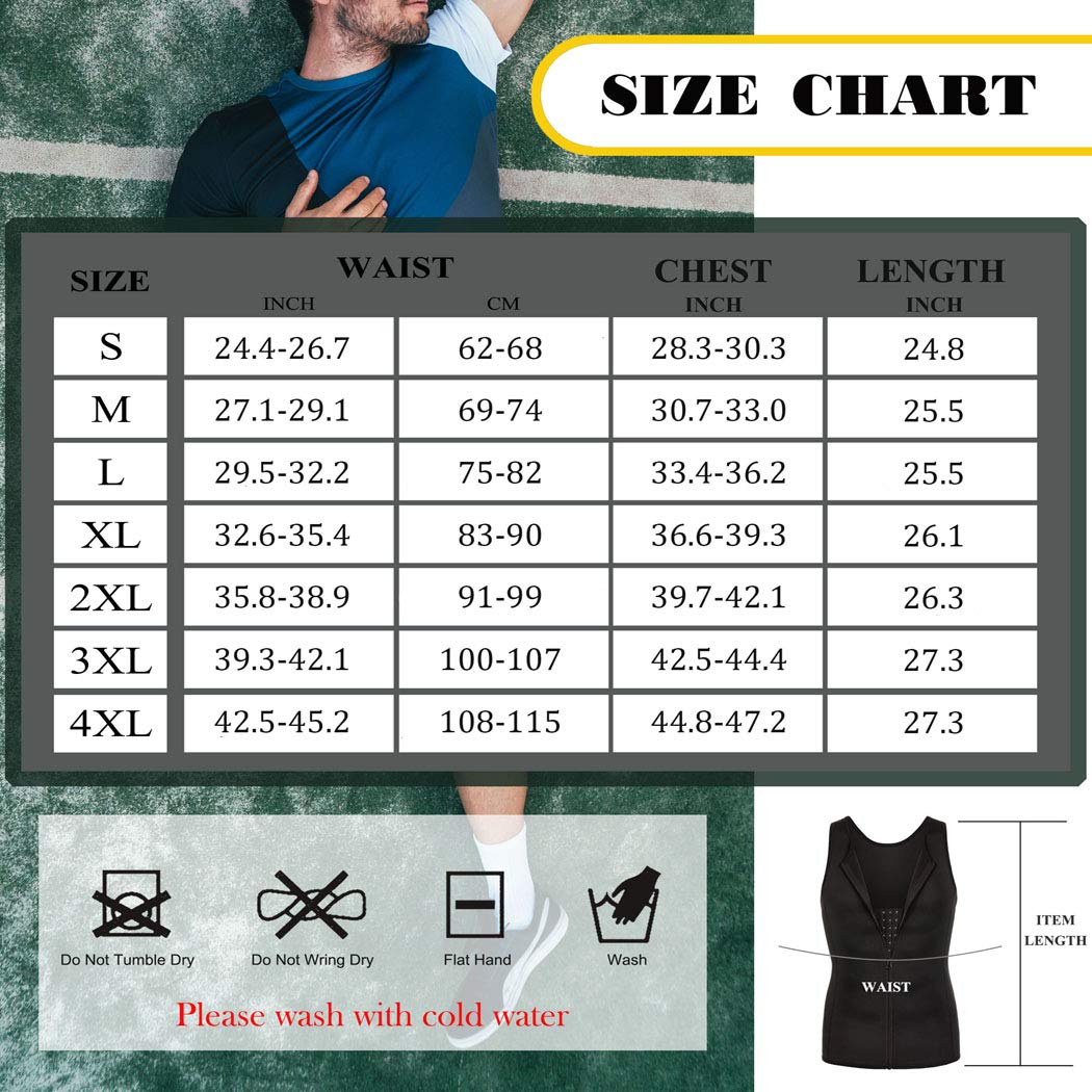 Gotoly Men's Waist Trainer Vest - Slimming Corset for Weight Loss, Workout Shirt with Zipper Closure, Body Shaper for Sports & Fitness | Perfect for Gym, Running & Daily Wear