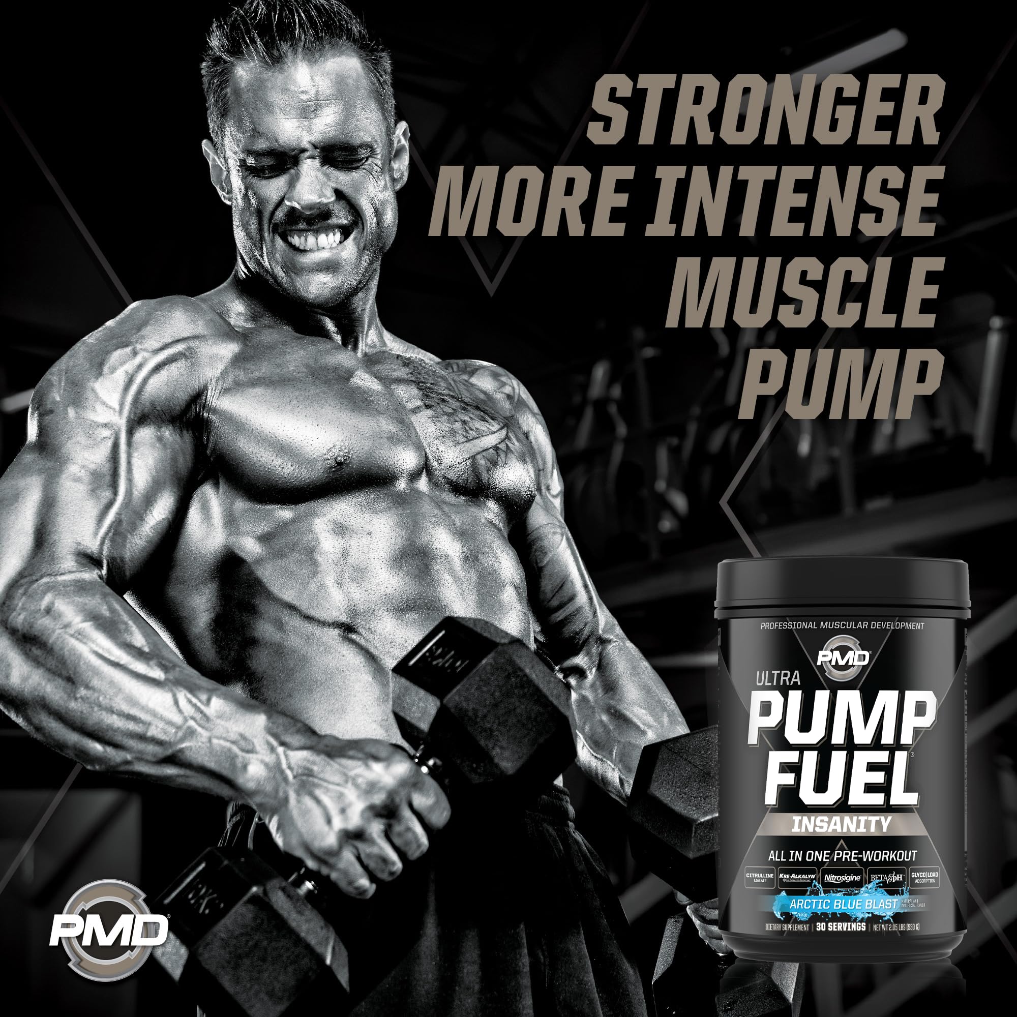 PMD Sports Ultra Pump Fuel Insanity Pre Workout Powder - Energy & Endurance Booster with Amino Acids & Carbs for Gym, CrossFit & Weightlifting - Arctic Blue Blast (30 Servings) | Ideal for Intense Training & Muscle Recovery