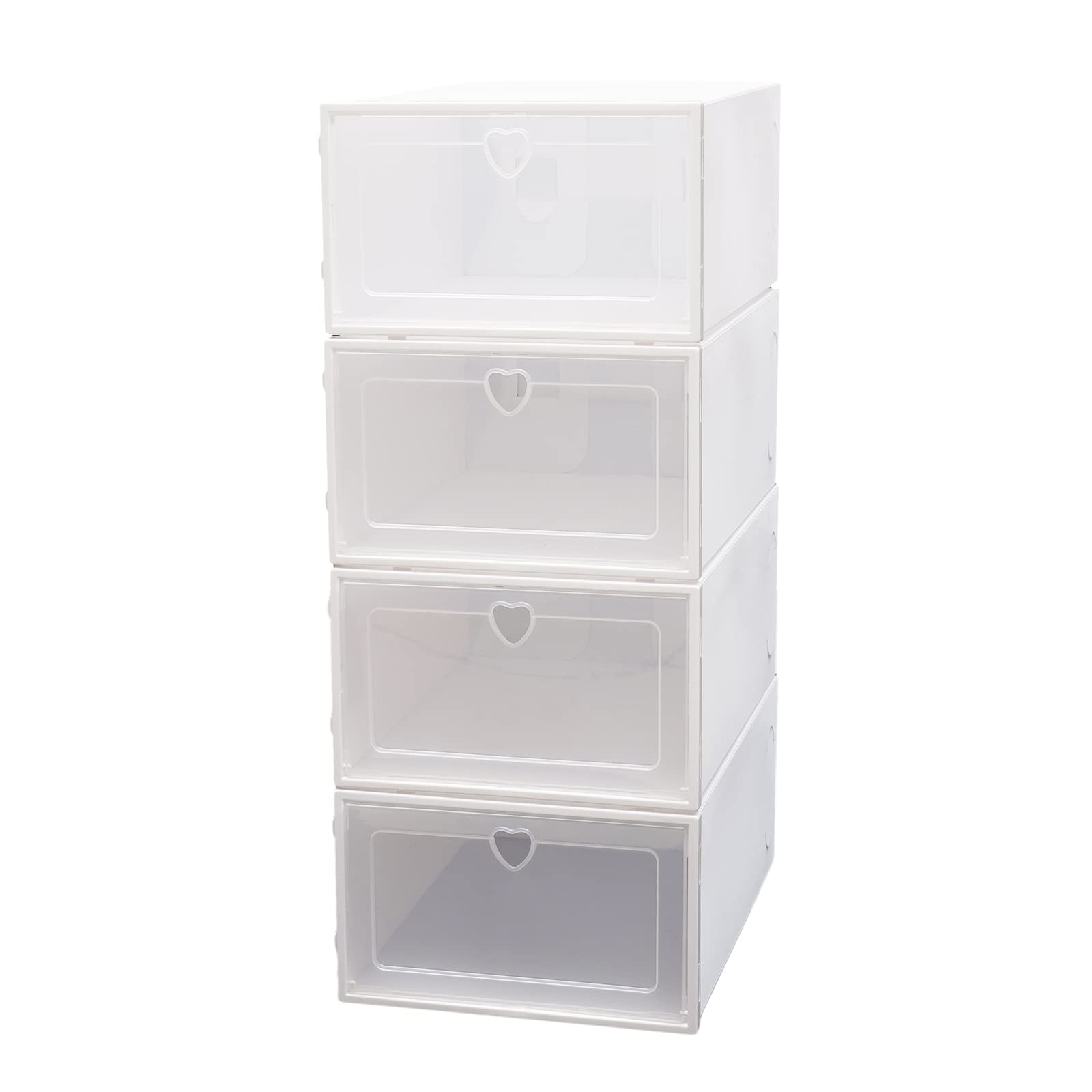 20PCS Foldable Shoe Storage Boxes - Stackable Clear Plastic Shoe Organizer for Closet & Display | Perfect for Home, Office, and Dorm Organization