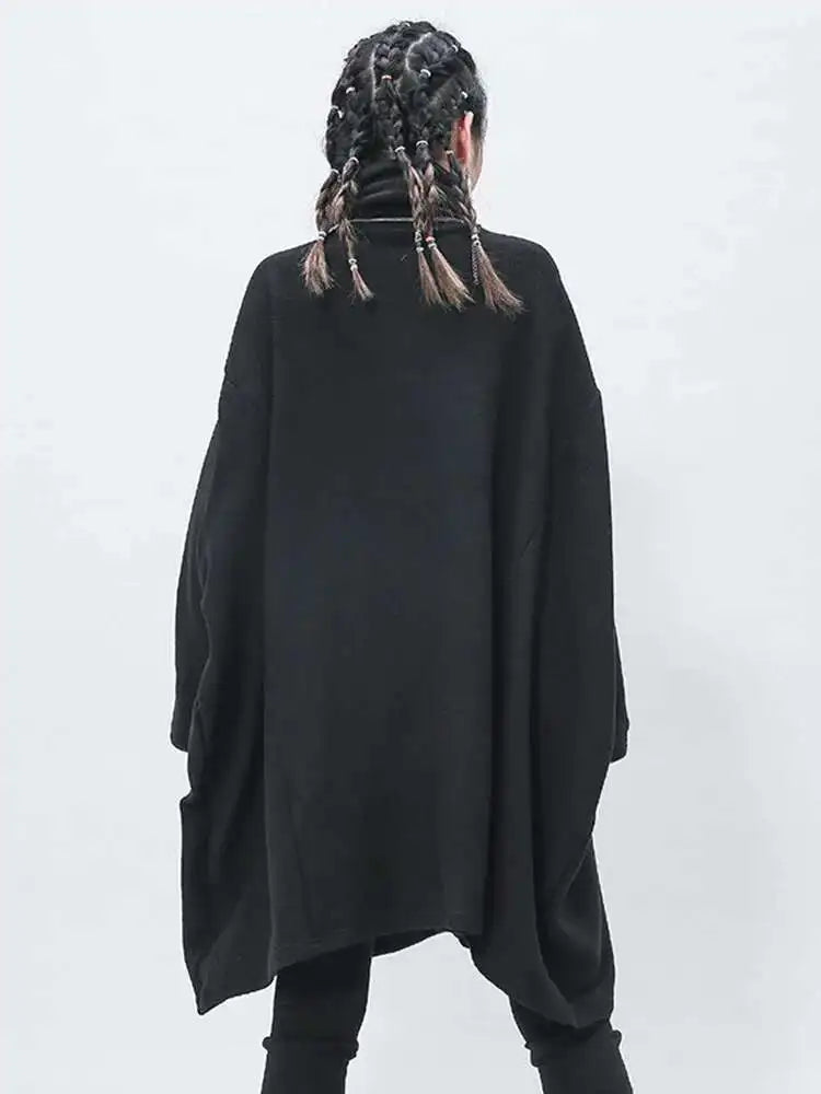 Black Oversized Knit Sweater for Women - Loose Fit Turtleneck Long Sleeve Pullover | Cozy Winter Fashion 2025 | Perfect for Casual Outfits, Office Wear & Cold Weather Layering