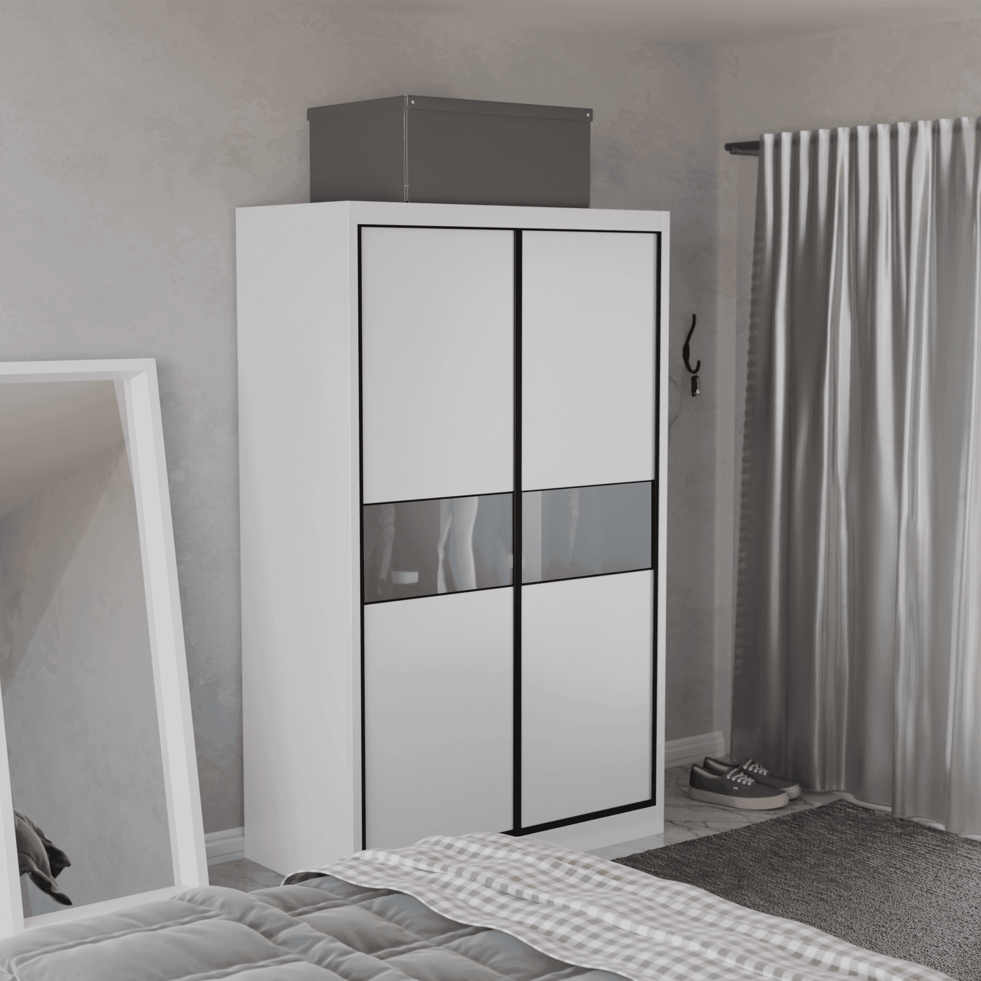 Helene Modular Wardrobe with Frosted Glass Doors - Customizable Closet Storage System for Bedroom, Walk-in Closet & Dressing Room Organization