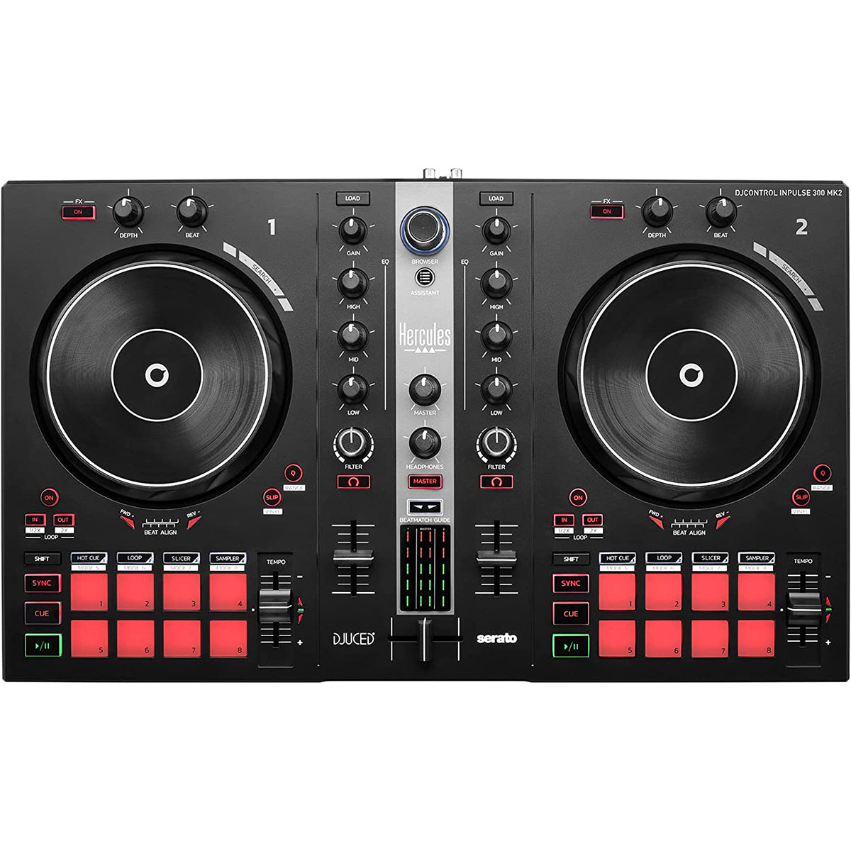 Hercules DJControl Inpulse 300 Professional DJ Controller - USB Mixer for Serato DJ Lite | Perfect for Home Studios, Clubs & Live Performances