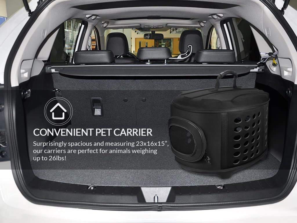 Collapsible Hard-Sided Cat Carrier for Travel - Ventilated Pet Crate for Small Dogs, Cats & Guinea Pigs - Foldable Dog Carrier for Car Trips & Vet Visits (Black) | Perfect for Air Travel, Road Trips & Vet Appointments