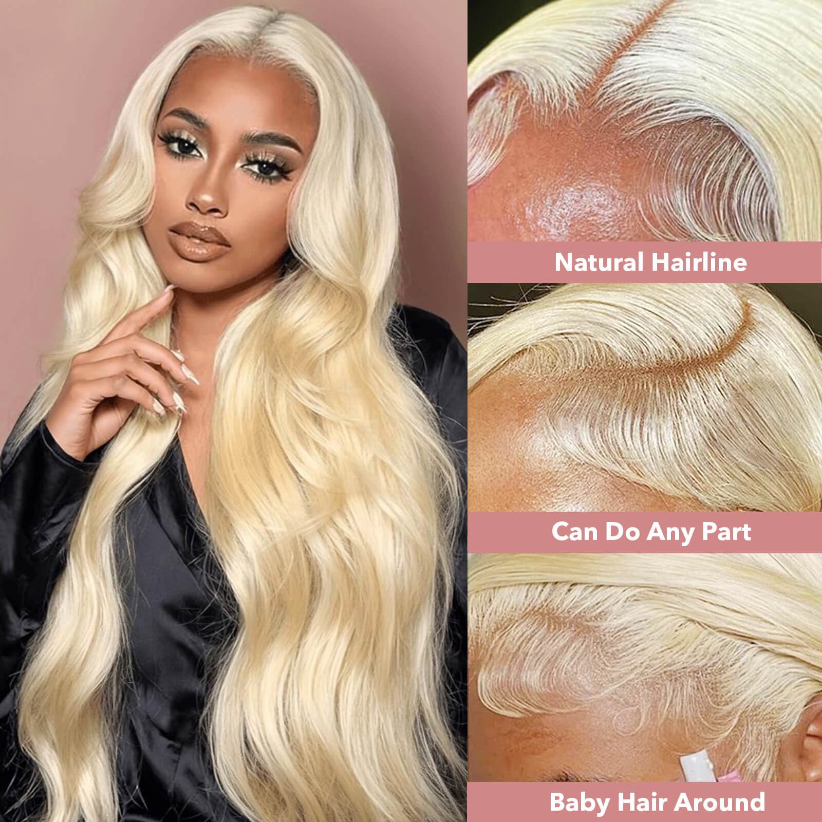 613 Blonde 13x6 HD Transparent Lace Front Wig - 200% Density Human Hair Body Wave (30 Inch) for Everyday Wear & Special Occasions