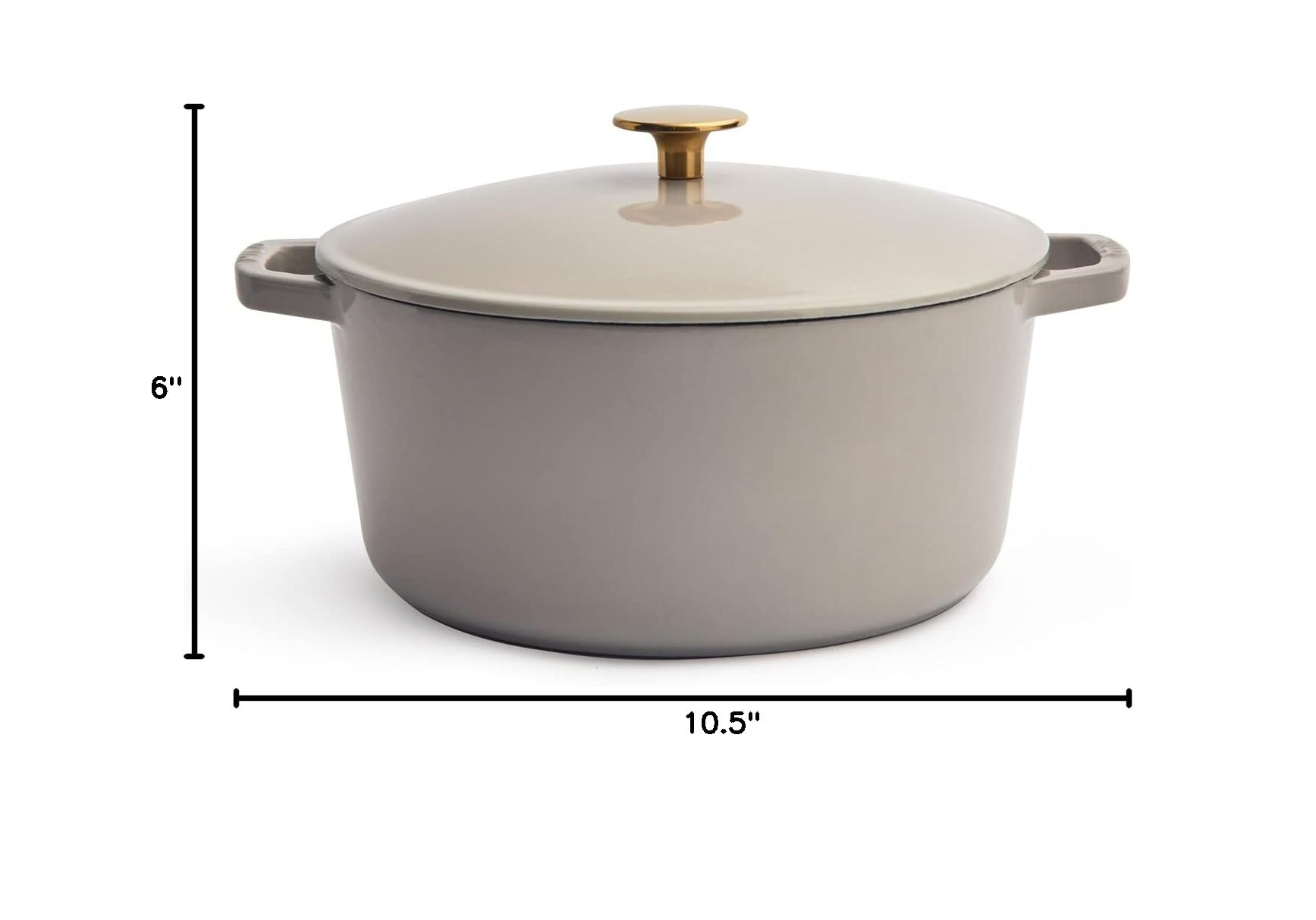 Milo by Kana 5.5-Quart Enameled Cast Iron Dutch Oven with Lid - Premium Casserole Pot for Baking, Roasting & Slow Cooking | Oven & Dishwasher Safe Enamel Coating (Pebble with Gold Knob) | Perfect for Soups, Stews & Family Dinners