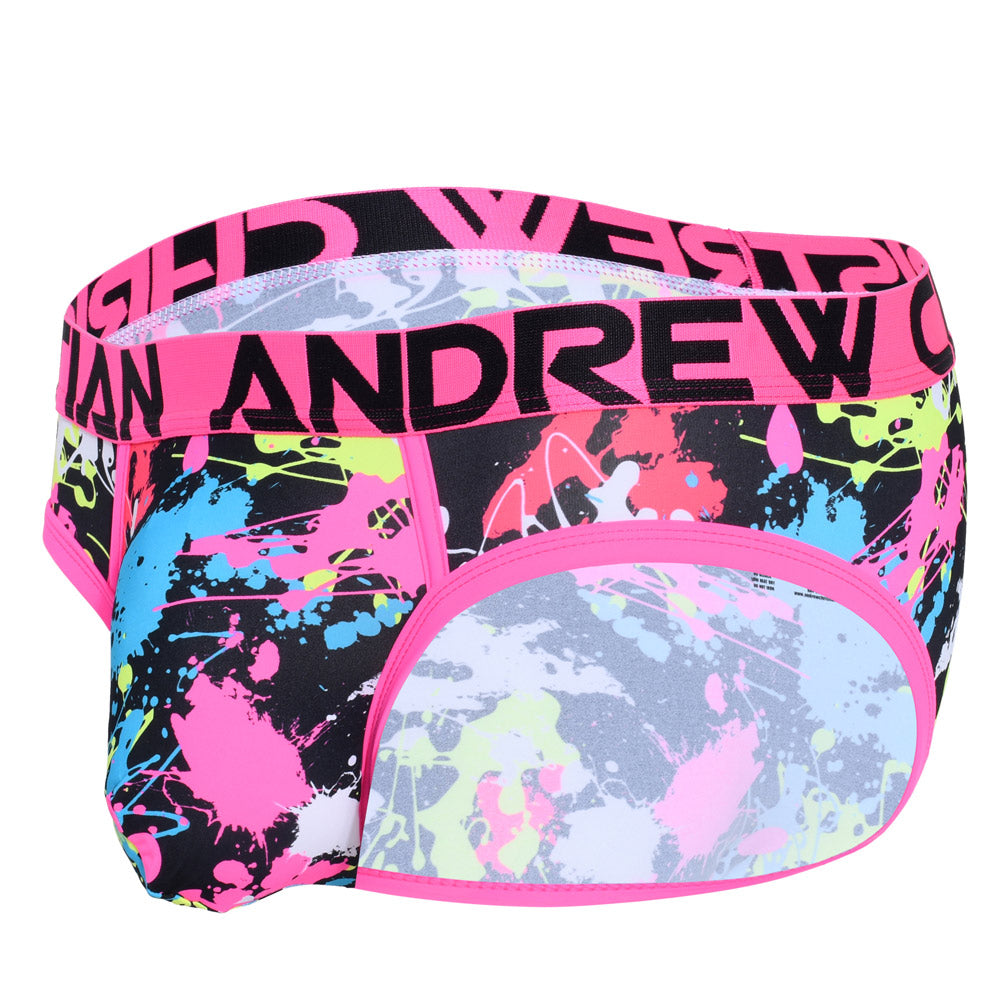 Andrew Christian Almost Naked Splatter Brief - Ultra Soft Men's Underwear with Bold Print Design | Perfect for Gym, Lounge & Everyday Comfort