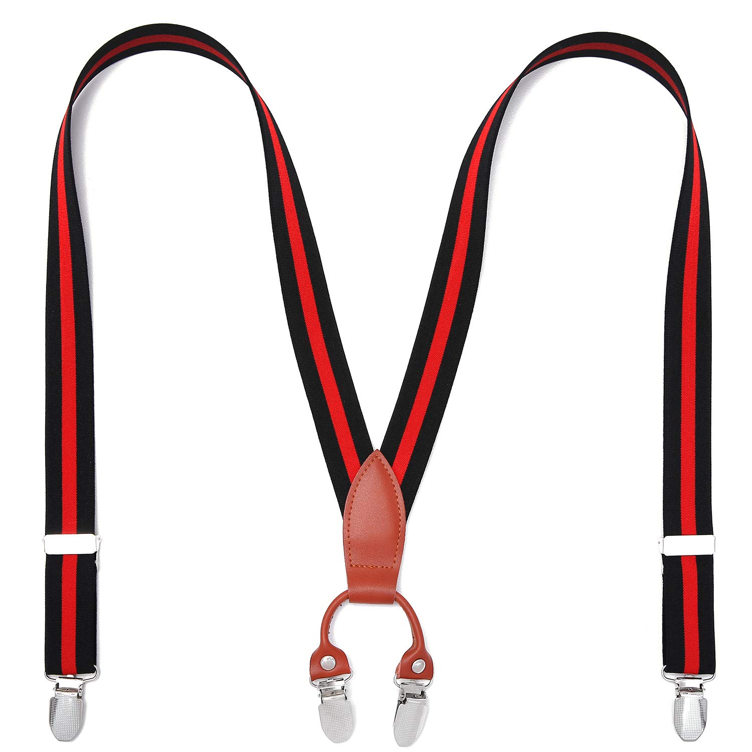 Adjustable Elastic Kids Suspenders with 4 Metal Clips - Y Back Design for Boys Ages 5-13 - Solid Color Fashion Accessory for School, Weddings & Formal Events