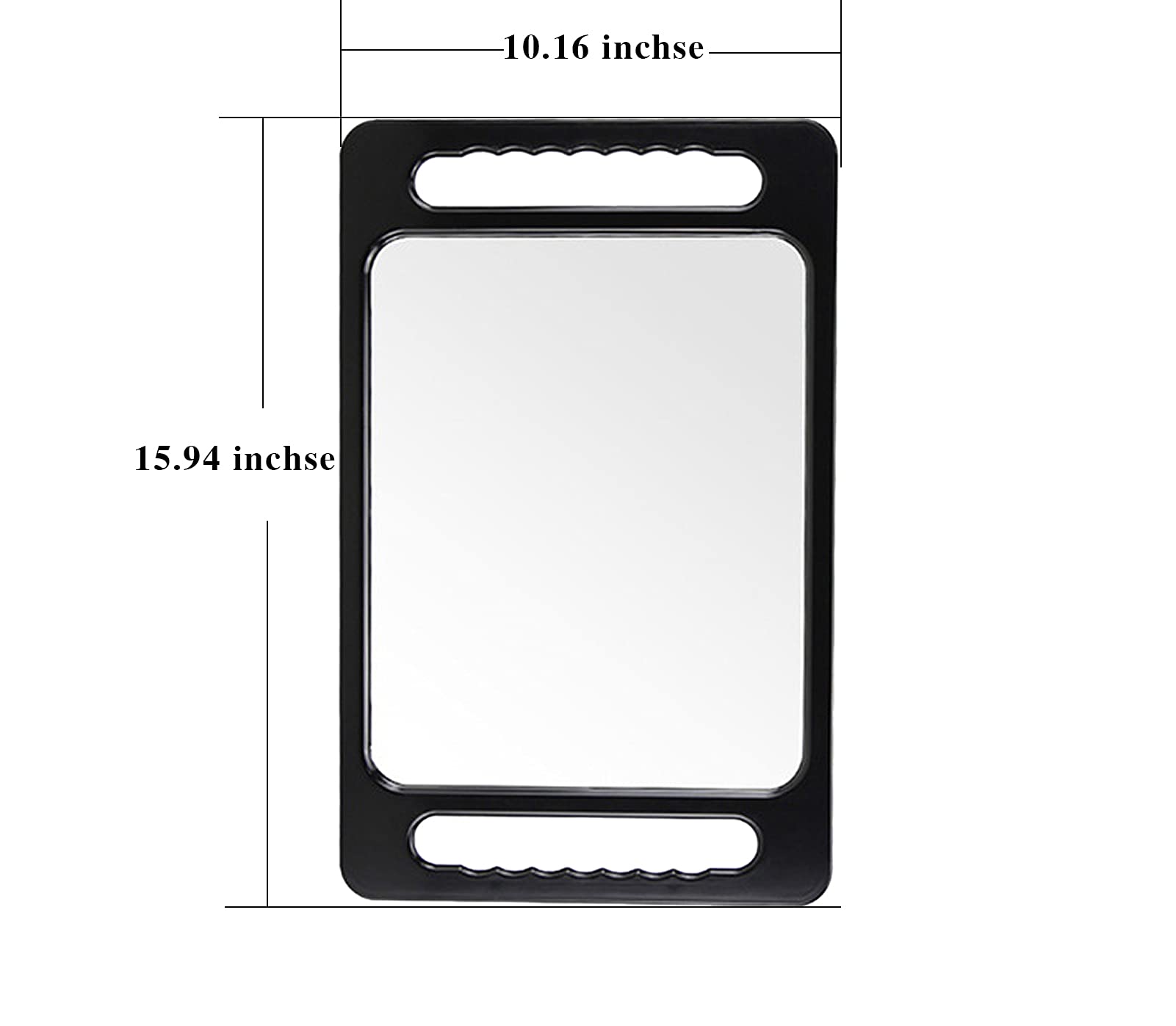 Professional Salon Handheld Makeup Mirror - Black Rectangular Double Handle Unbreakable Large Mirror for Hairstylists & Barbers | Perfect for Home, Salon & Travel Use