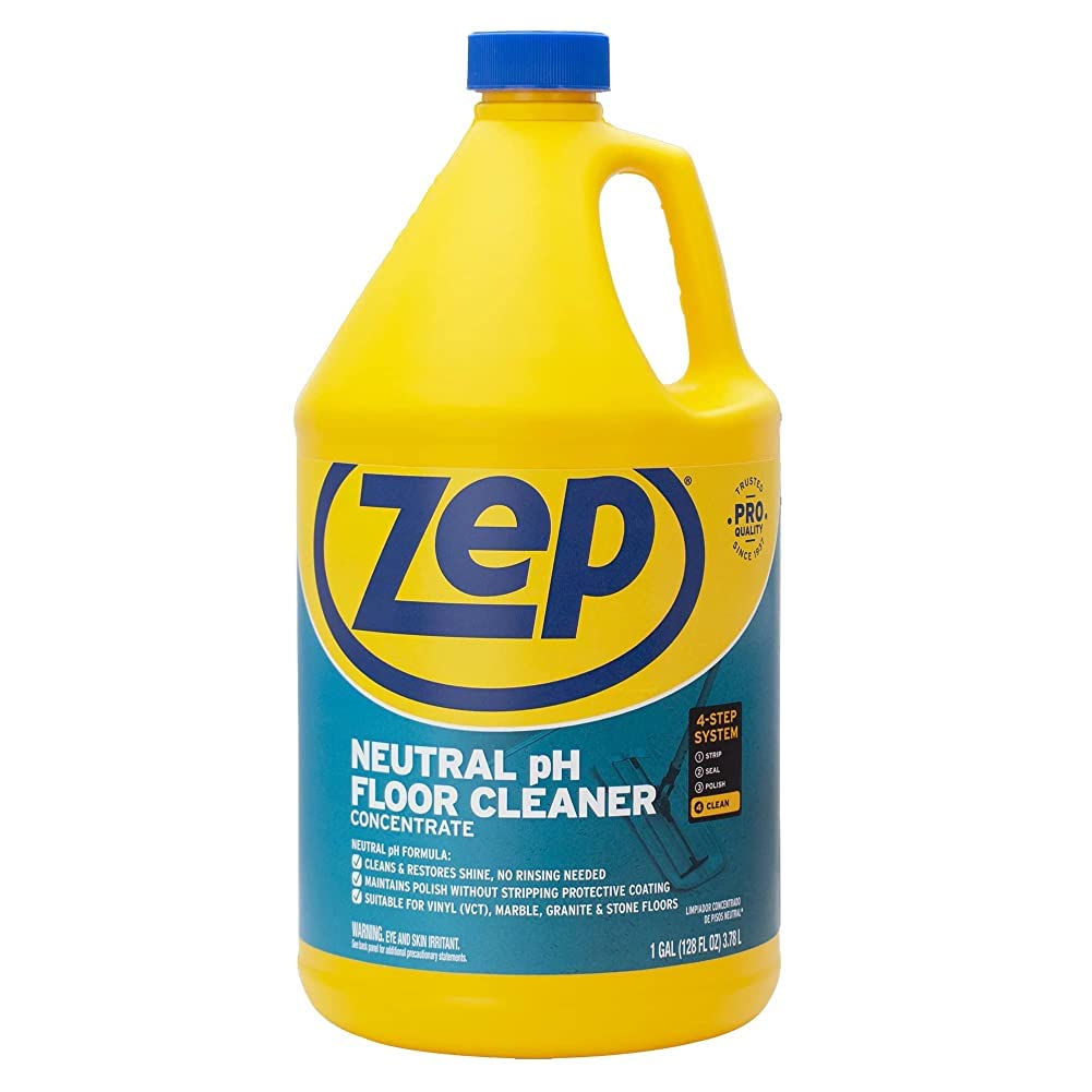 Zep Neutral pH Industrial Floor Cleaner Concentrate - 1 Gallon (Pack of 2) | All-Purpose Commercial & Home Floor Cleaning Solution | Safe for Tile, Vinyl, Concrete & More | ZUNEUT128 | Ideal for Warehouses, Garages & High-Traffic Areas