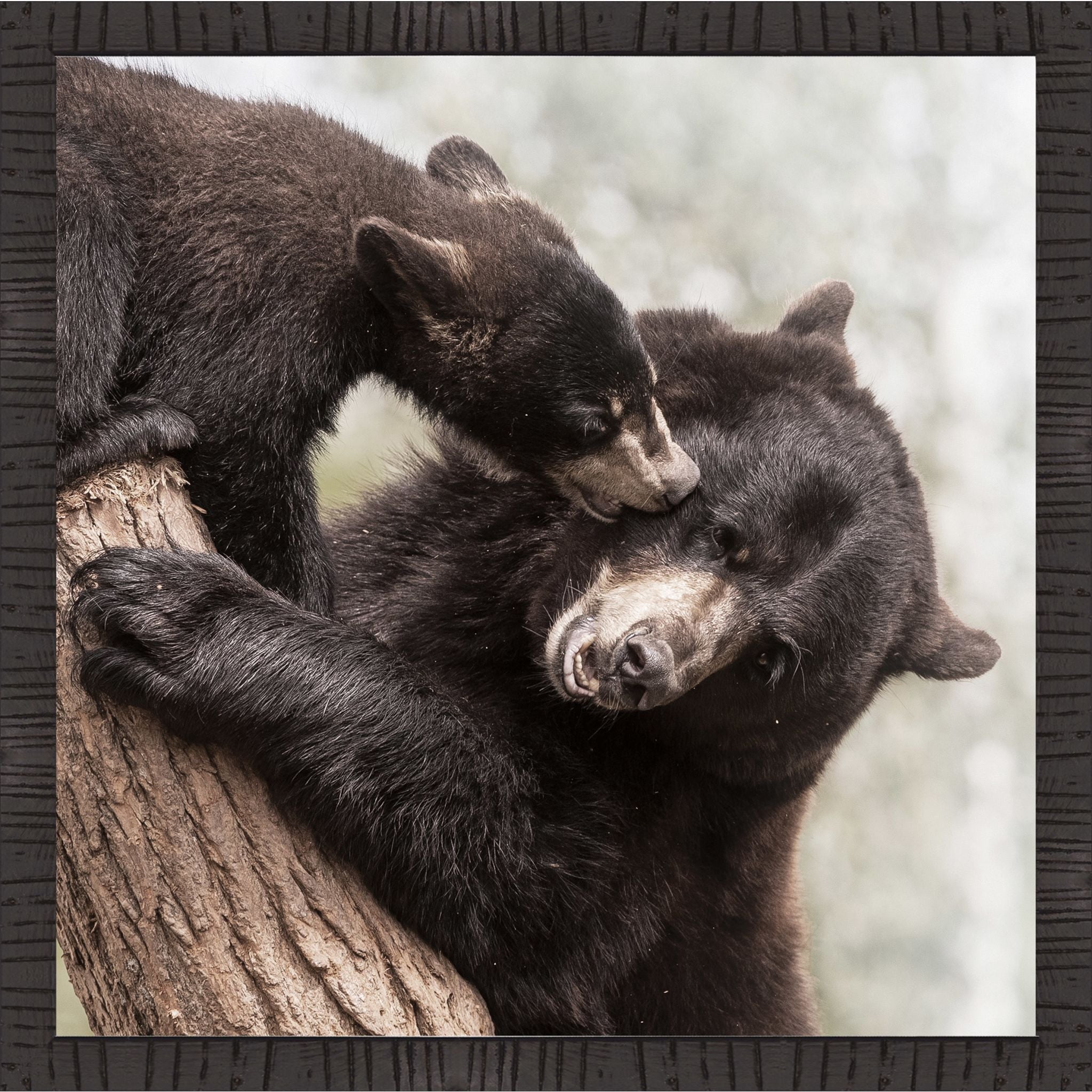 Bear & Cub Wall Art - 19.5x19.5 Inch Wooden Nursery Decor - Perfect for Baby Room, Kids Bedroom & Wildlife Themed Home Decor