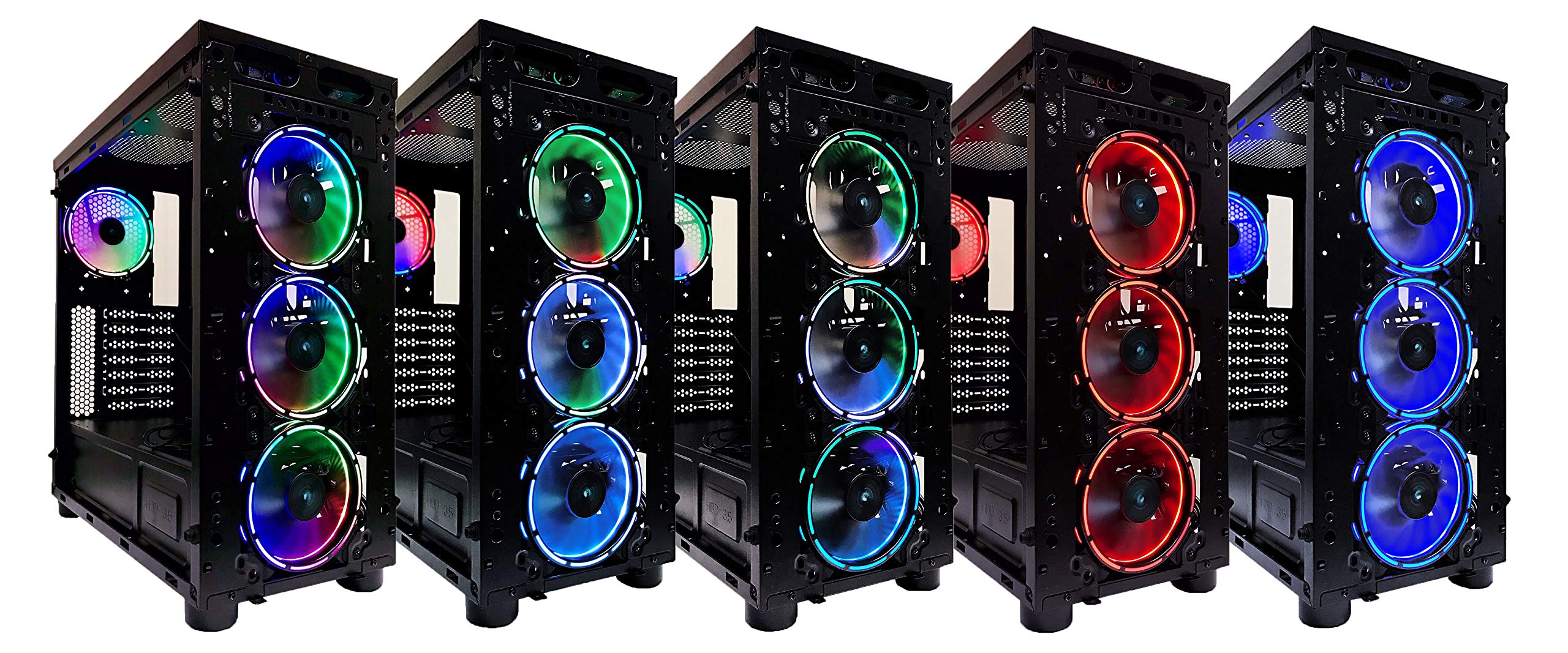 Apevia AC62-RGB Arcane 120mm Silent RGB LED Fan with Remote Control - 16 Color Changing LEDs, 8 Anti-Vibration Pads & 2 Magnetic LED Strips (6+2 Pack) - Perfect for PC Gaming, Case Cooling & Custom RGB Lighting Setups