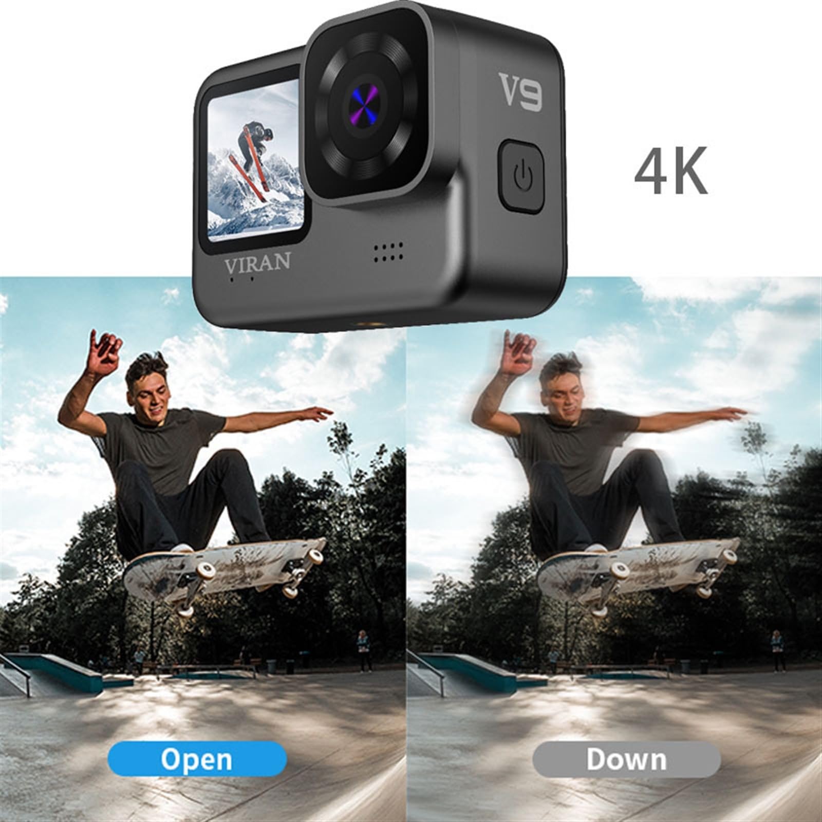 MZZYG 4K/60FPS WiFi Action Camera with Remote Control, Anti-Shake Waterproof Sports Camera - 16GB - Perfect for Surfing, Skiing, Cycling & Outdoor Adventures (XJ-V9-16G)