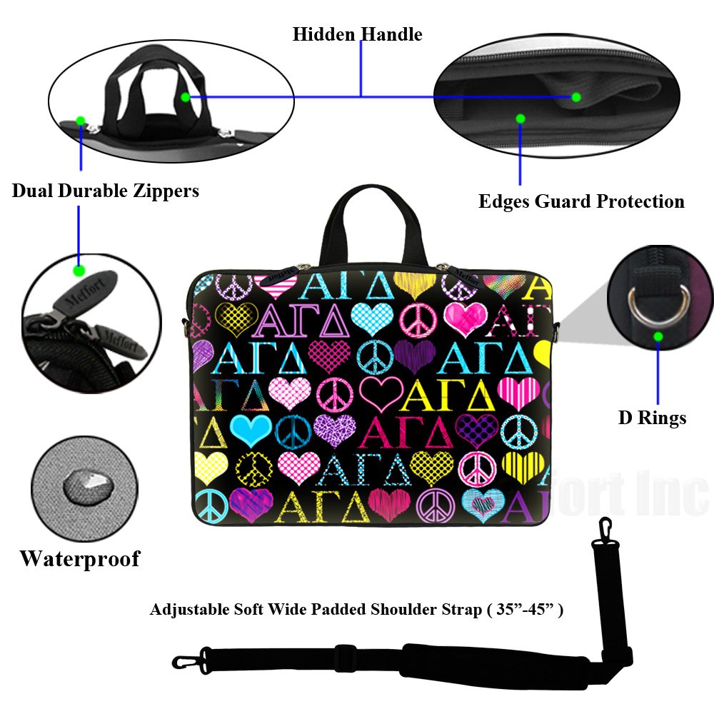 Meffort 17-17.3 Inch Neoprene Laptop Sleeve with Hidden Handle & Adjustable Shoulder Strap - Protective Case for MacBook Pro, Dell, HP - Perfect for Travel, School & Office Use