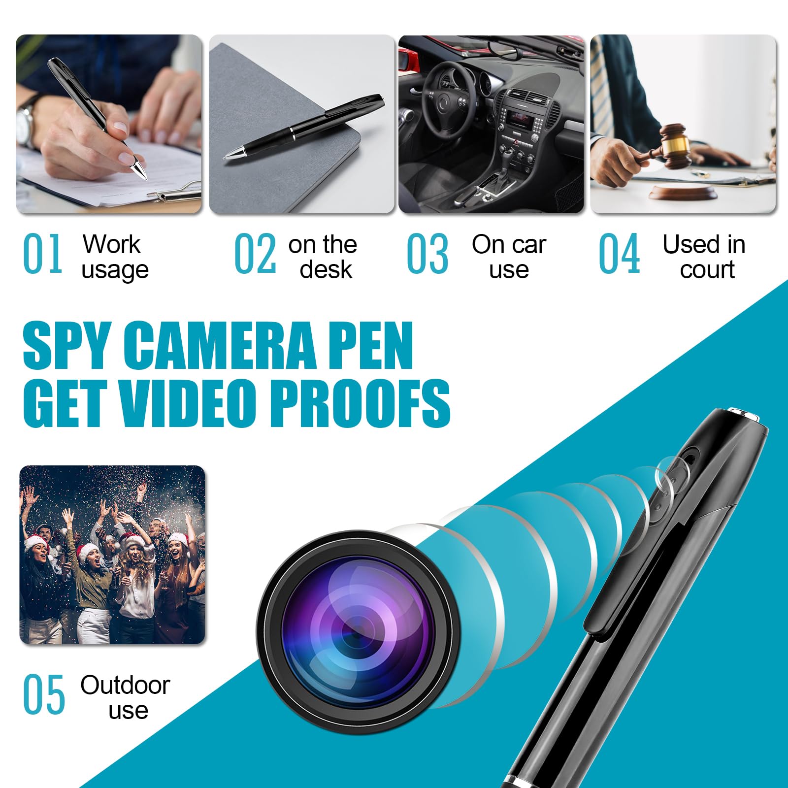 Best Hidden Camera Detector - 1080P FHD Spy Camera with 64GB Storage, Mini Pen Camera for Car, Home, Hotel, Travel & Office Security