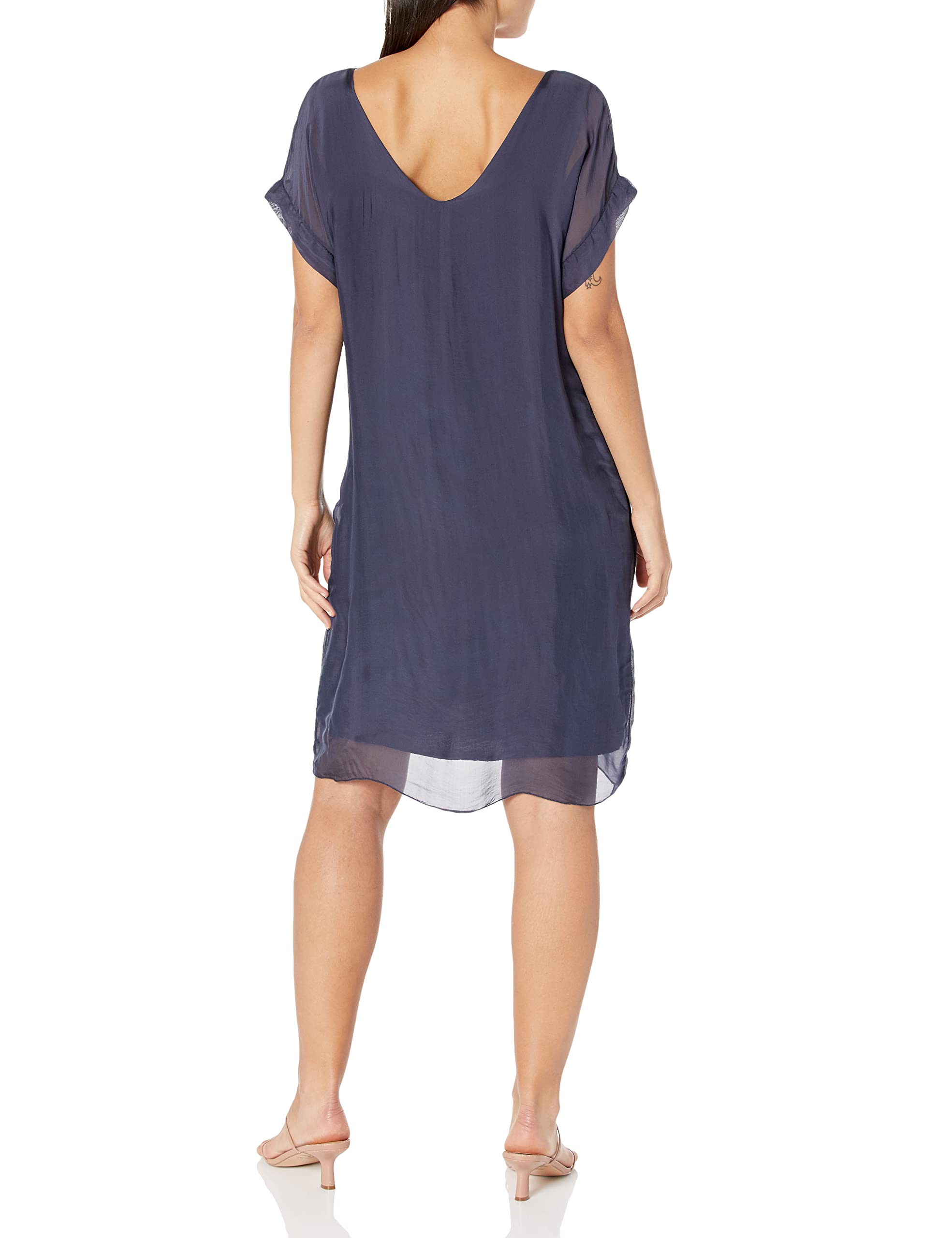 Italian Made Women's Elegant Short Sleeve Shift Dress - Perfect for Office Wear, Summer Outfits & Casual Occasions