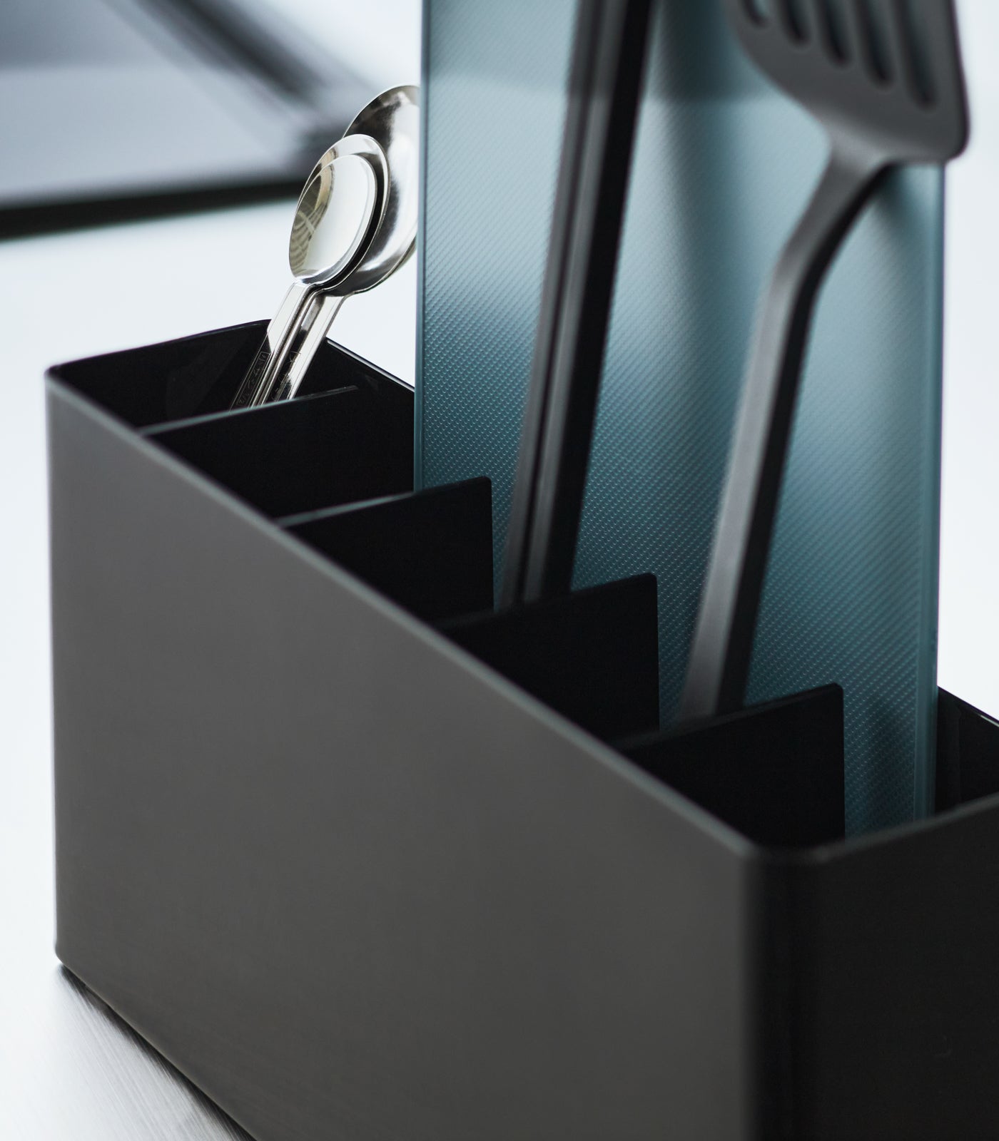 Stainless Steel Utensil & Thin Cutting Board Holder - Space-Saving Kitchen Organizer for Knives, Spoons & Cutting Boards