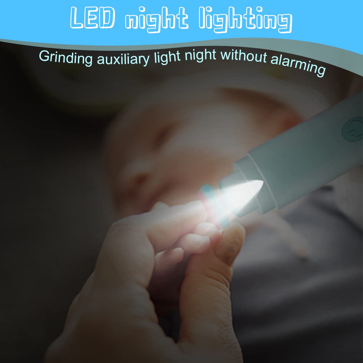 Kuphy Electric Baby Nail Trimmer - Rechargeable LED Nail Clipper with 6 Grinding Heads for Infants & Adults | Safe Portable Nail File for Toenails & Fingernails | Perfect for Newborn Care, Travel & Home Manicure/Pedicure