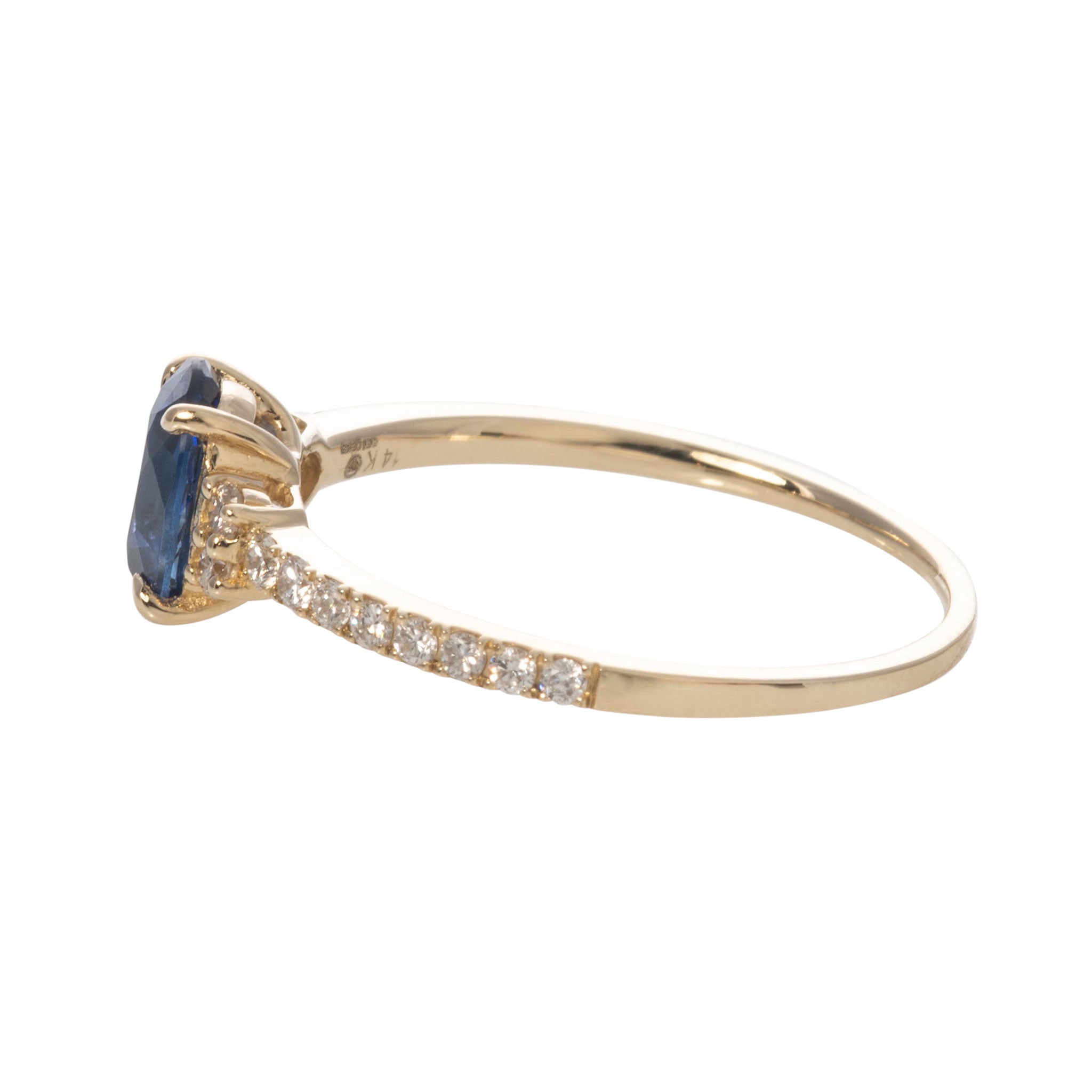 14K Yellow Gold Oval Sapphire & Diamond Ring for Women - Elegant Engagement, Wedding, or Anniversary Jewelry Gift