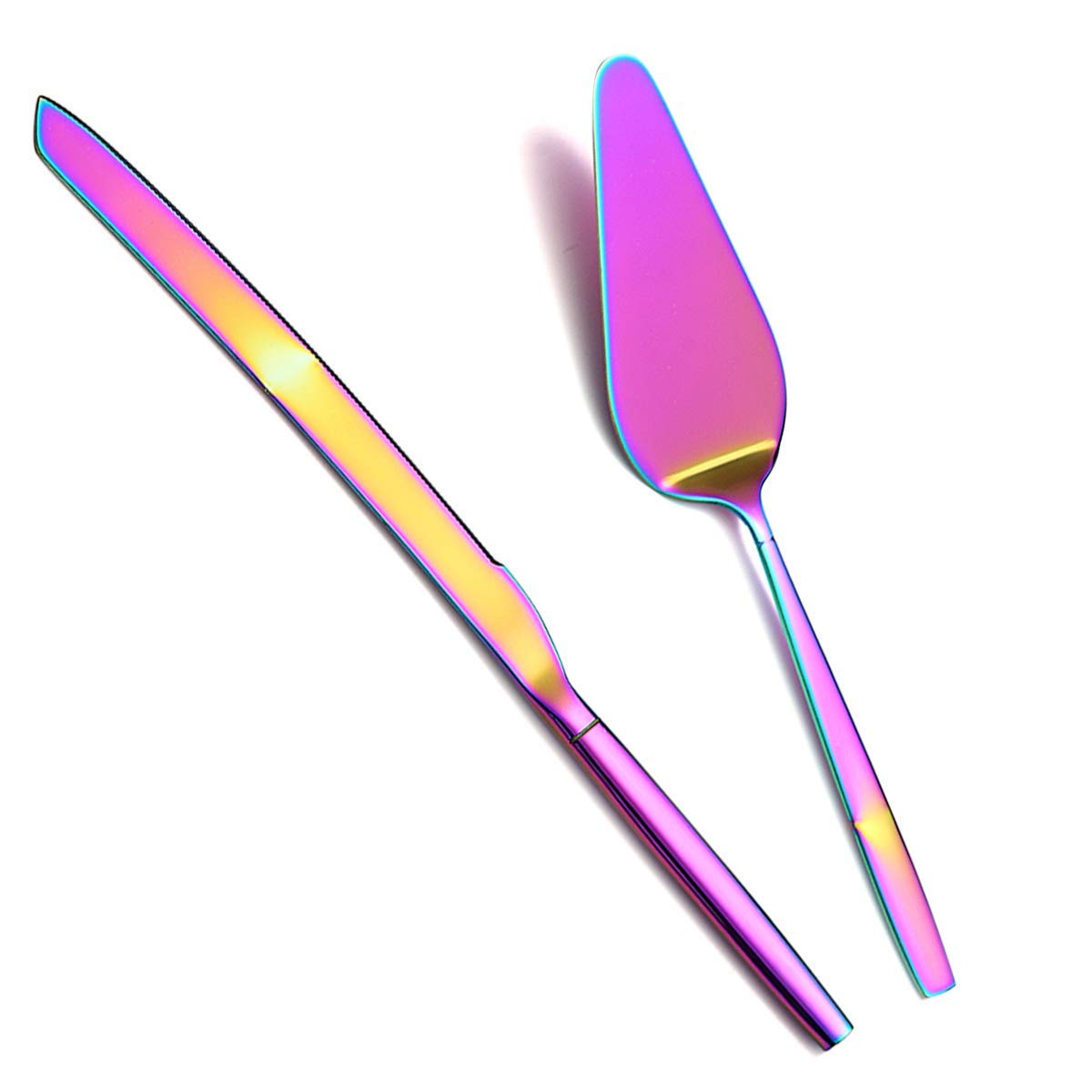 Berglander Rainbow Cake Pie Pastry Servers - Colorful Cake Serving Set with Knife & Server for Weddings, Birthdays, Parties | Perfect for Cake Cutting, Dessert Serving & Special Events