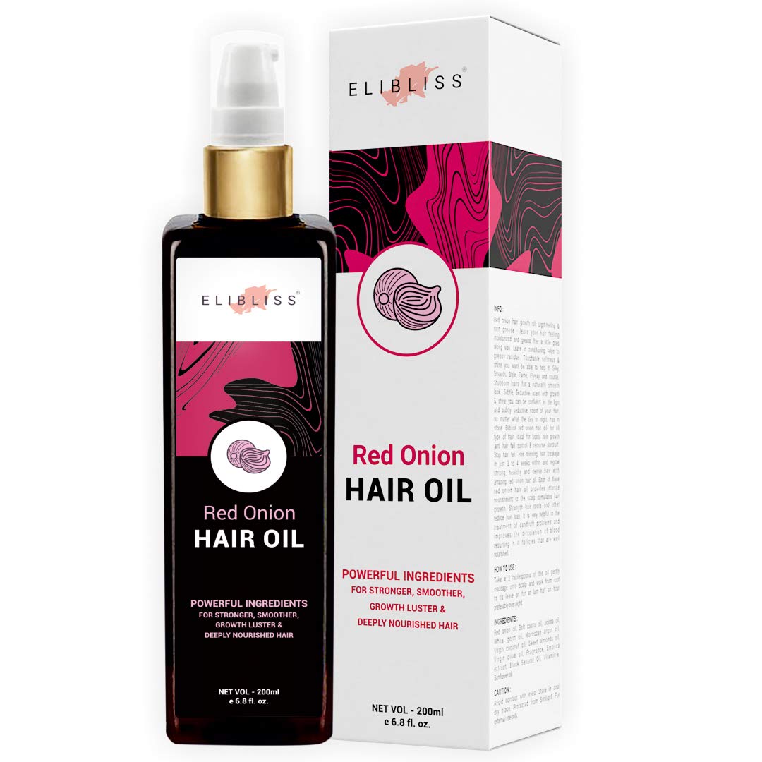 ELIBLISS Red Onion Shampoo, Conditioner & Hair Oil Set (300ml + 300ml + 200ml) - Natural Hair Growth Treatment for Thinning Hair, Damaged Hair & Scalp Care - Perfect for Daily Hair Care Routine & Salon-Quality Results at Home