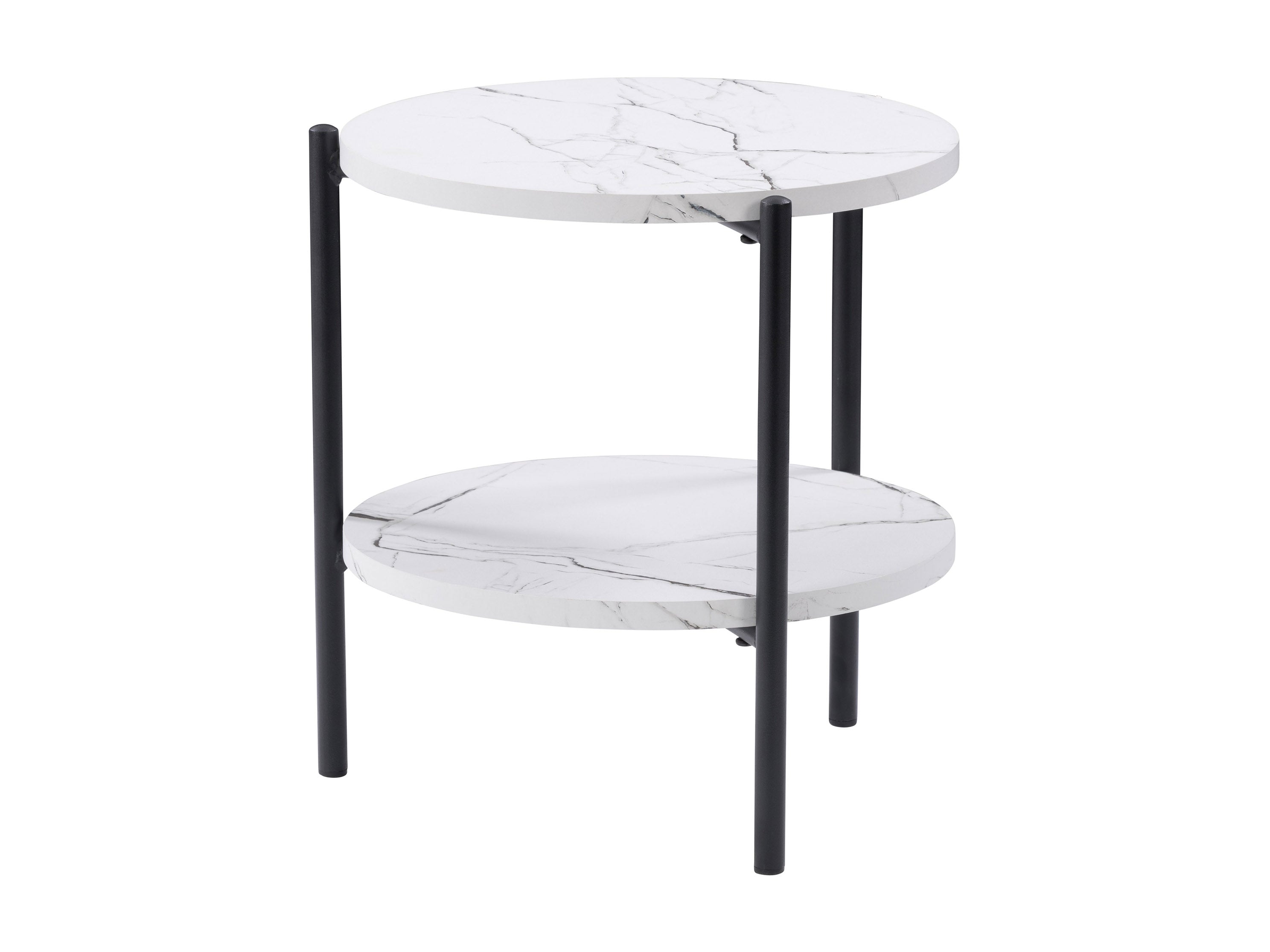Round Two Tier Side Table - Modern End Table with Storage Shelf for Living Room, Bedroom & Office - Perfect for Holding Drinks, Books & Decor