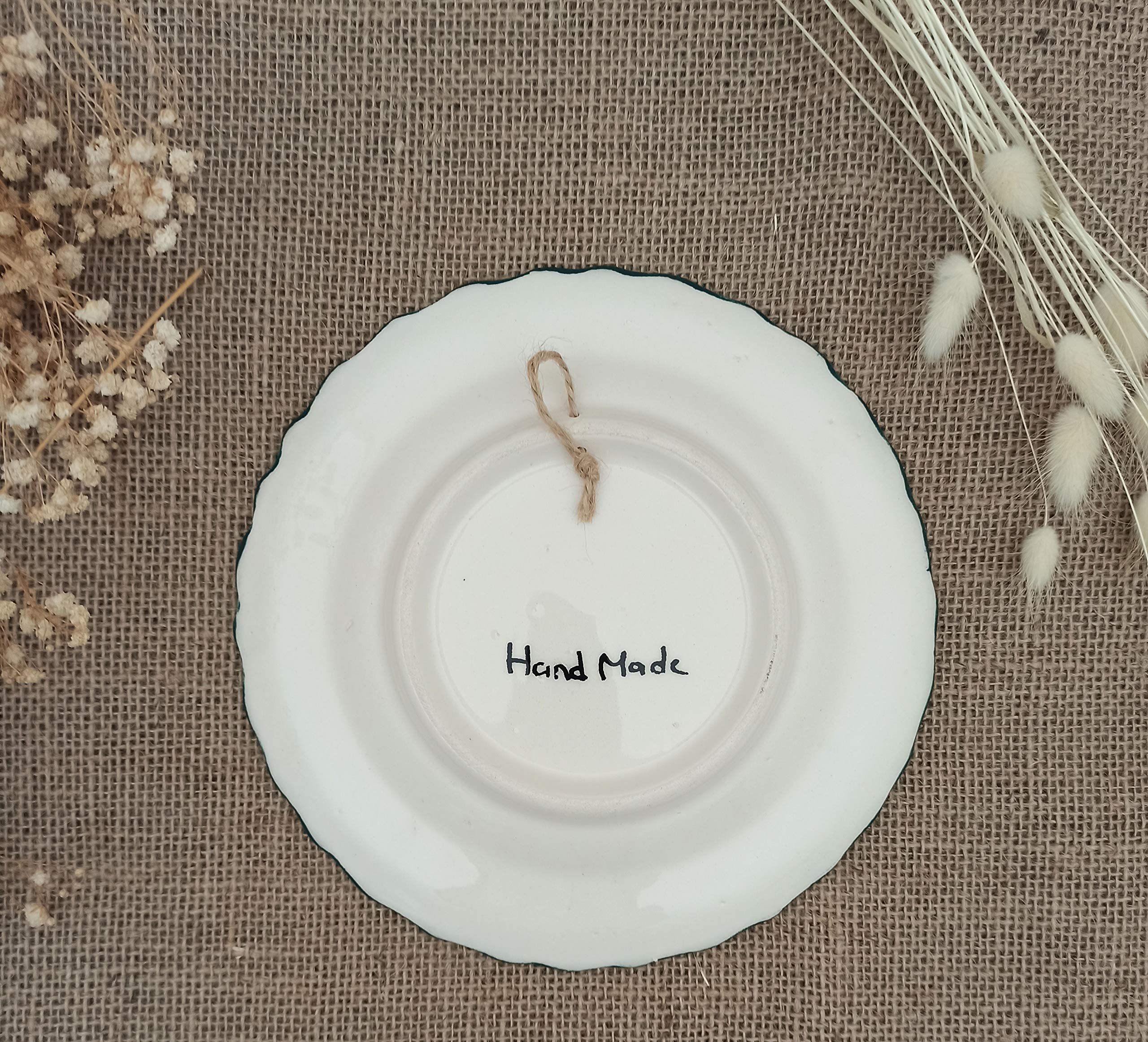 Handmade Turkish Ceramic Decorative Plate - Elegant Wall Art for Home & Office Decor | Perfect for Living Room, Dining Area, and Workspace Display