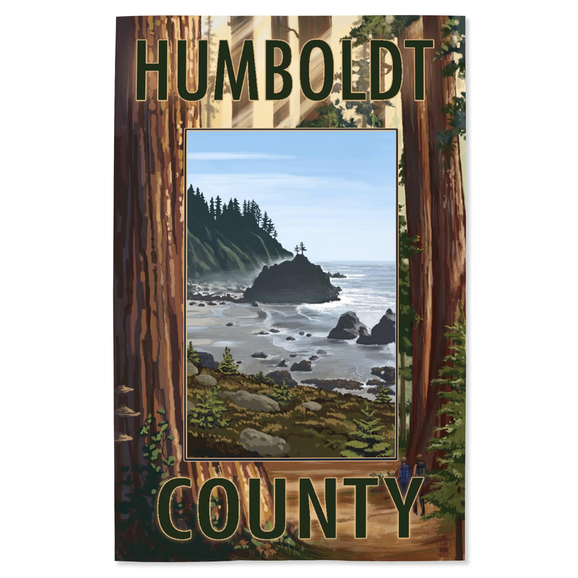 Lantern Press 16x24 Inch Giclee Art Print - Humboldt County California Redwoods & Beach Landscape Wall Decor | Perfect for Living Room, Bedroom or Office