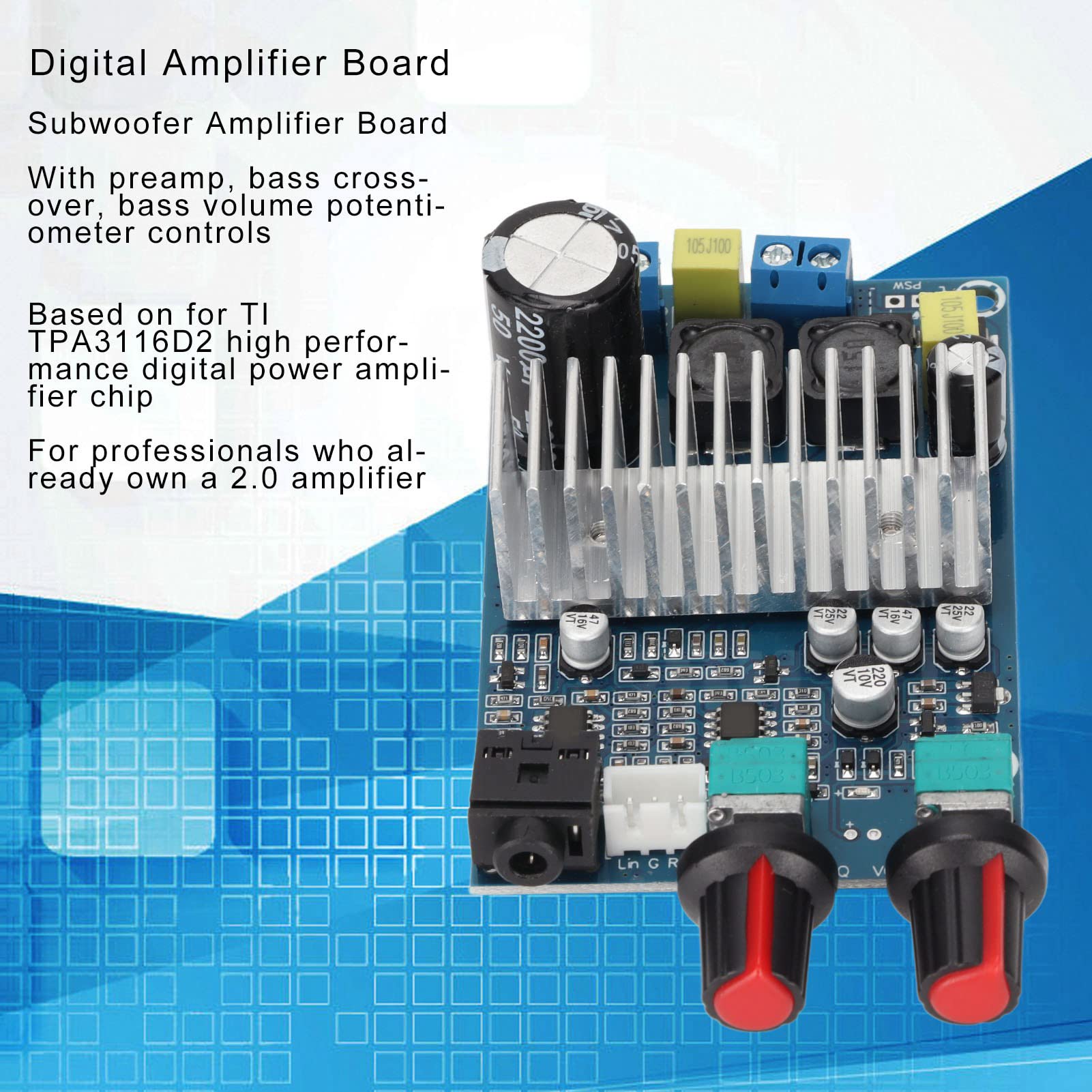 100W Digital Amplifier Board with Bass Boost - High Power Subwoofer Amp Module for DIY Speaker Projects | Perfect for Home Theater, Car Audio & Studio Sound Systems