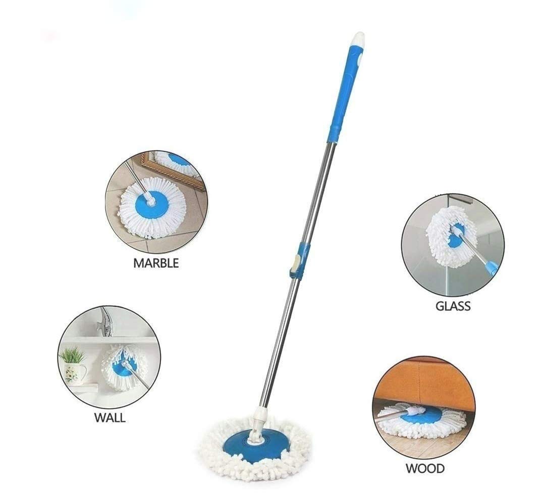 MorningVale 360° Rotating Spin Mop with Microfiber Refill & Stainless Steel Handle - Multi-Surface Floor Cleaner for Kitchen, Bathroom, and Hardwood Floors