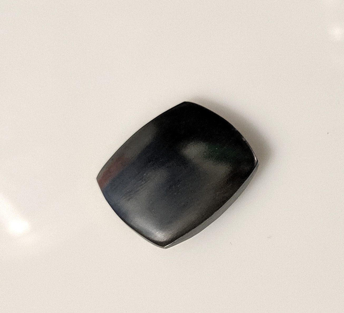 23.6ct Natural Black Hematite Cabochon - 20x20mm Square Cushion Checkerboard Cut - Premium Quality Large Gemstone for Jewelry Making, Wire Wrapping & Healing Crystals