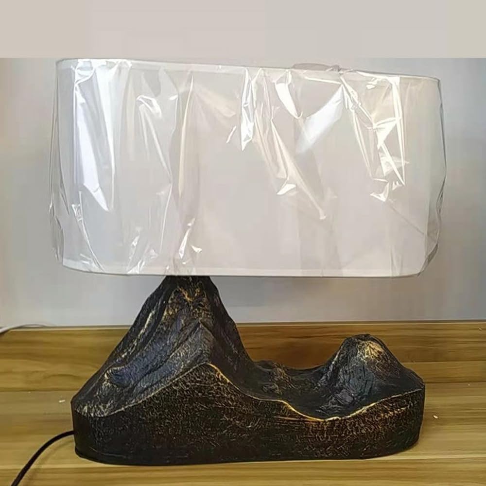 Rustic Farmhouse Table Lamp - Resin Mountain Shape Desk Light for Bedroom, Living Room, Home Office & Nightstand | Cozy Reading & Relaxation Lighting Decor