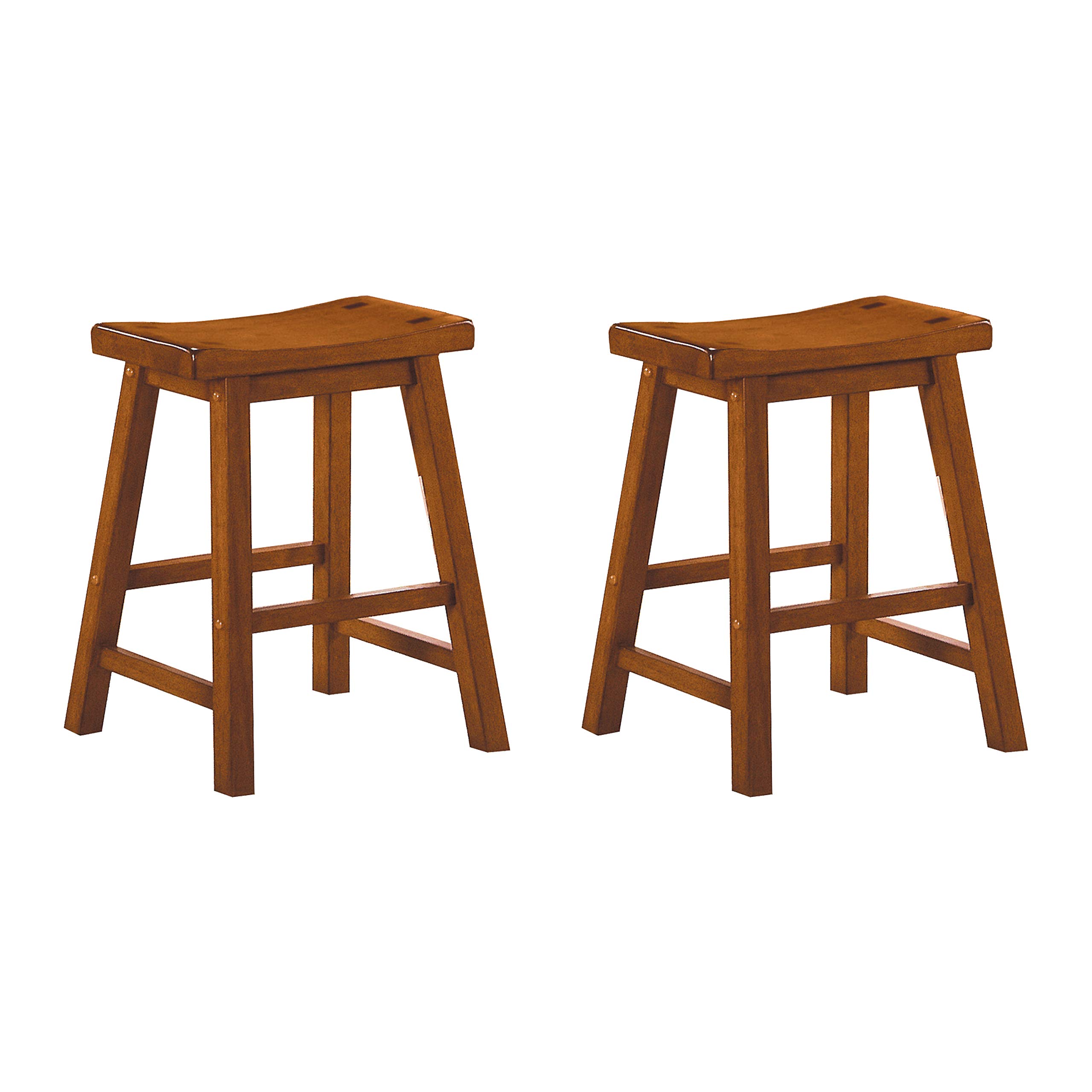 Lexicon Victoria Saddle Solid Wood Bar Stools Set of 2 - 17.5
