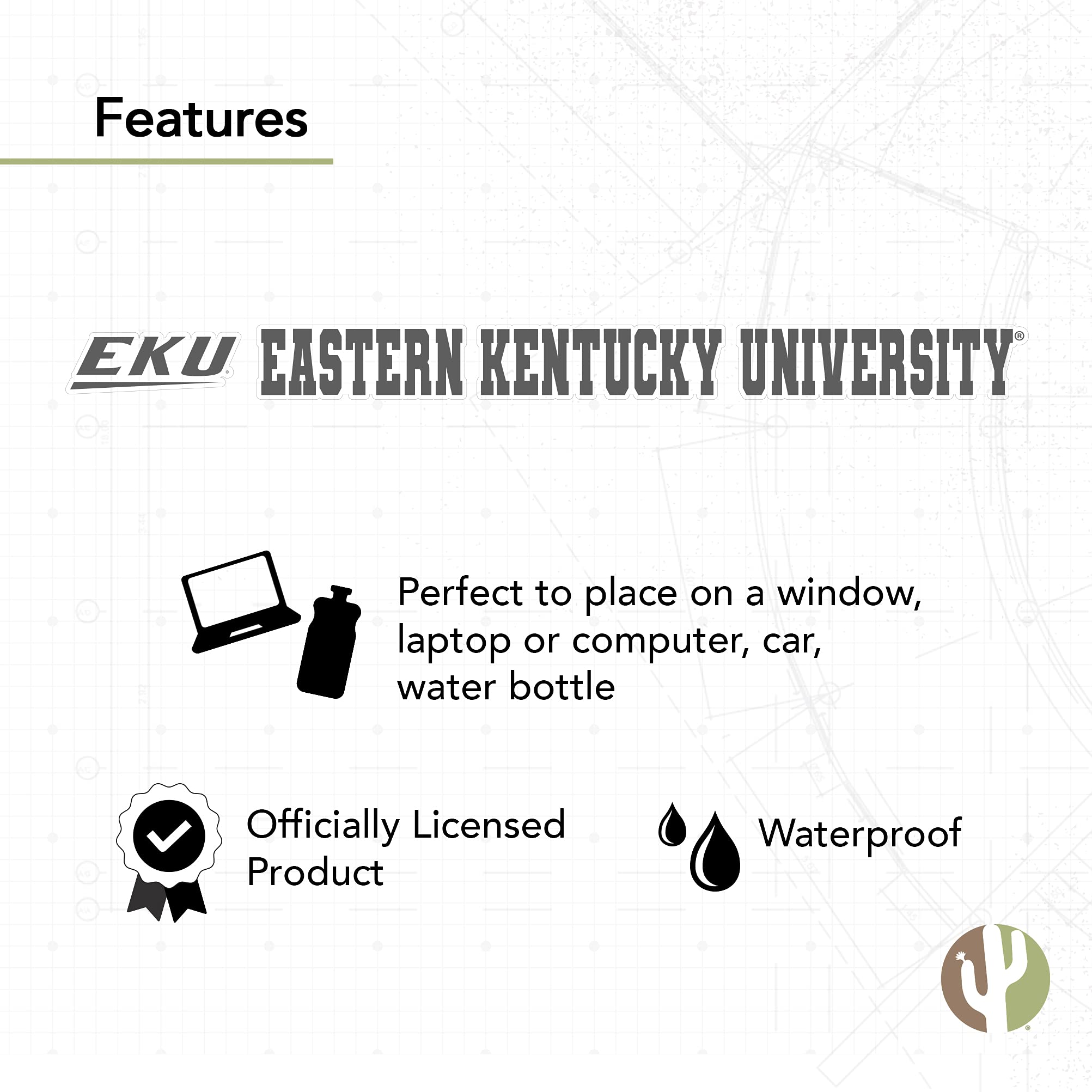 EKU Colonels Desert Cactus Vinyl Decal Sticker - 15 Inch Waterproof Laptop, Water Bottle & Car Decal - Perfect for College Dorm Decor, School Spirit & Fan Accessories
