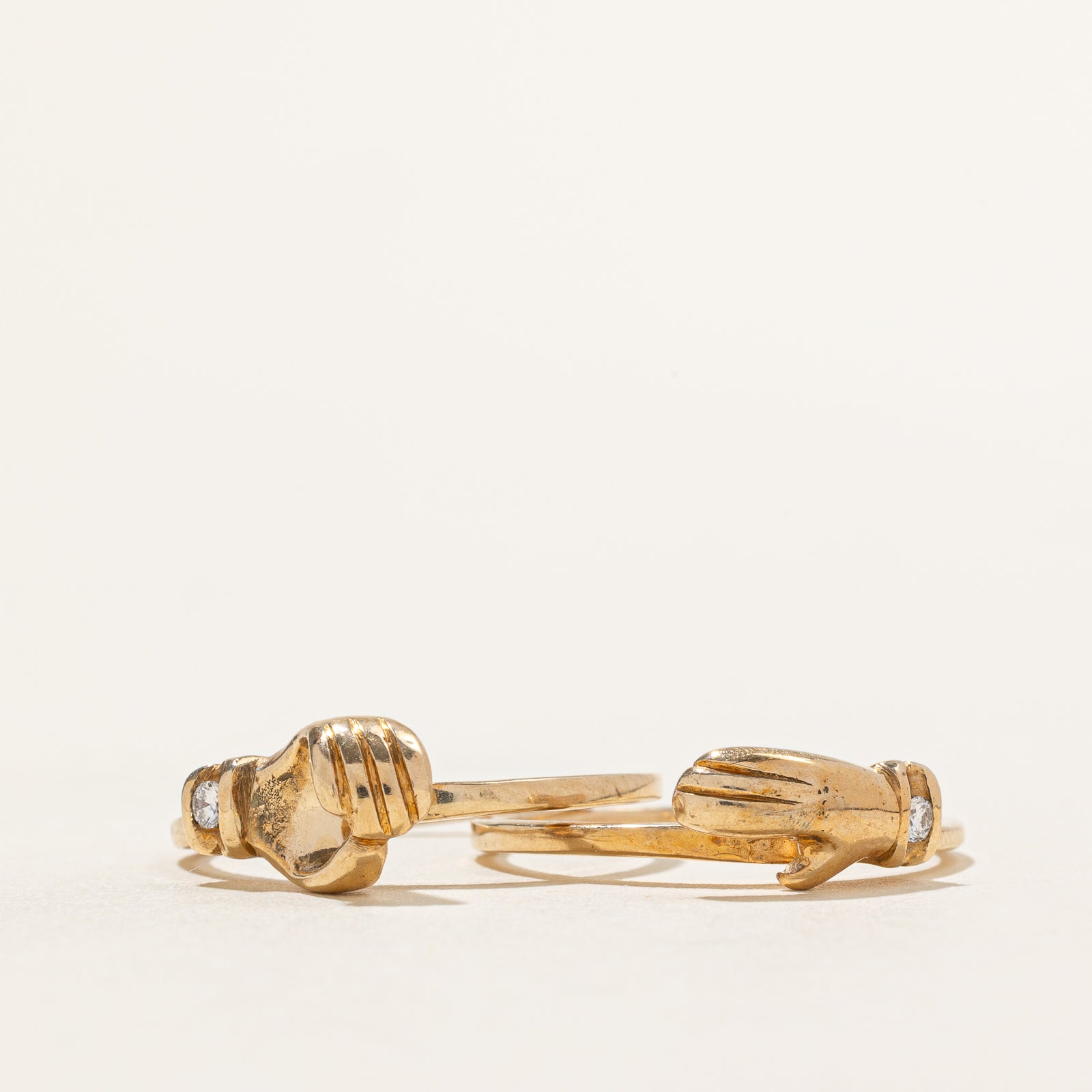 Diamond Interlocking Hands Rings | 0.04ctw Size 5.5 | Elegant Promise & Couple Rings for Anniversary, Wedding & Valentine's Day Gifts