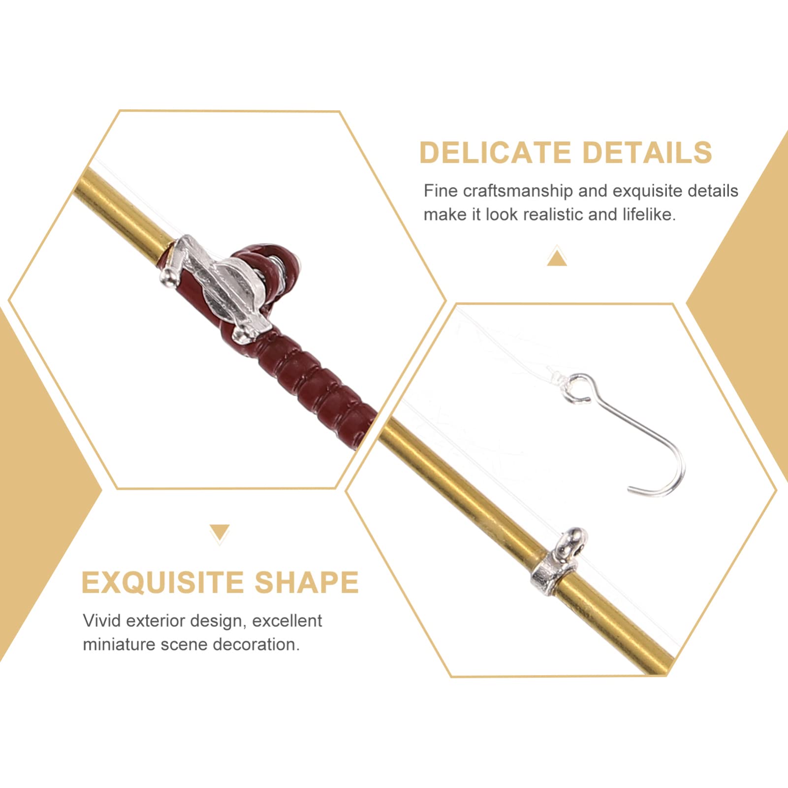 TOYANDONA Miniature Fishing Pole - Dollhouse Fishing Rod for Kids Play House, Fairy Garden & Micro Landscape Decoration | Perfect for Pretend Play, DIY Scenes & Tiny Furniture Accessories