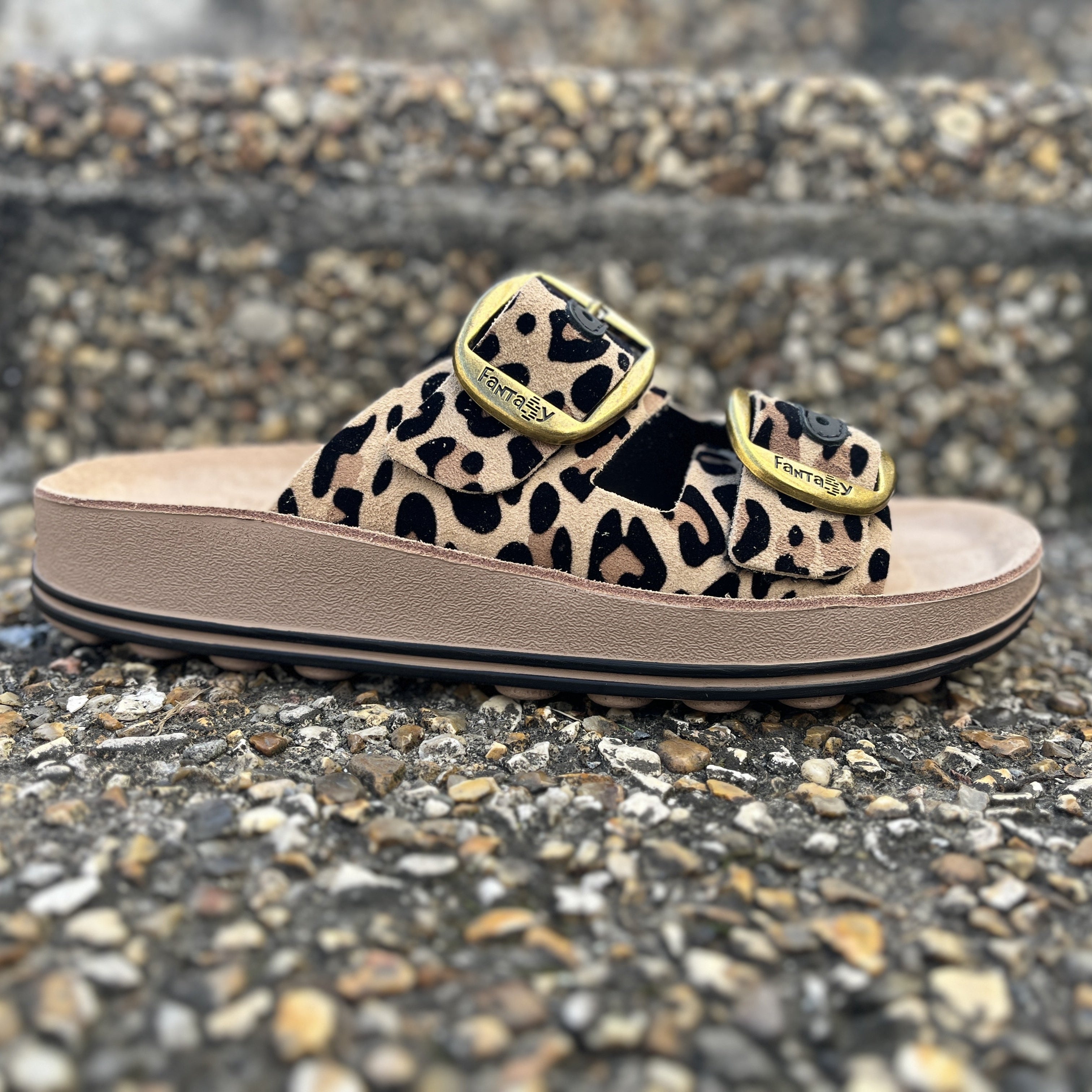 FANTASY SANDALS Women's Leopard Print Slip-On Mules - Comfortable Slide Shoes for Summer, Beach, and Casual Wear