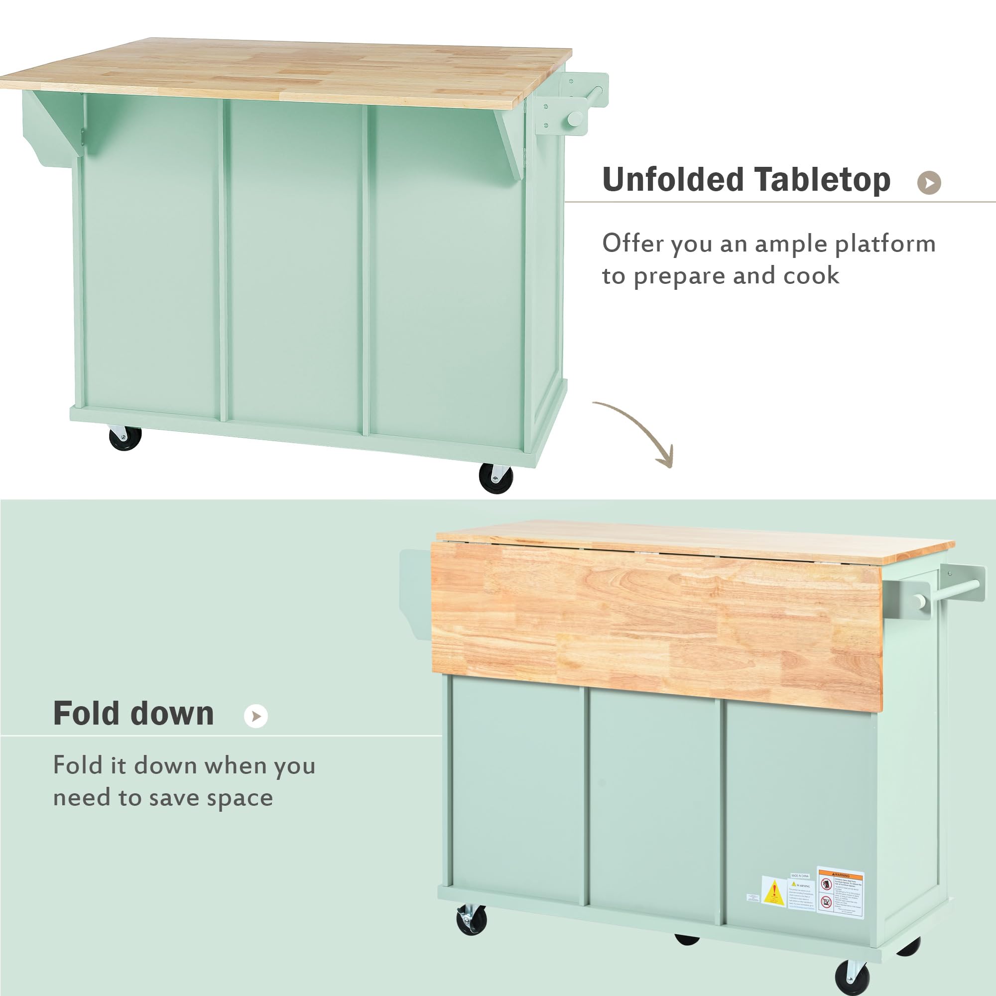 Rolling Kitchen Island with Storage & Drop Leaf - Portable Kitchen Cart with Drawers & Shelves for Small Spaces | Perfect for Dining Room, Apartment & Compact Kitchen Organization