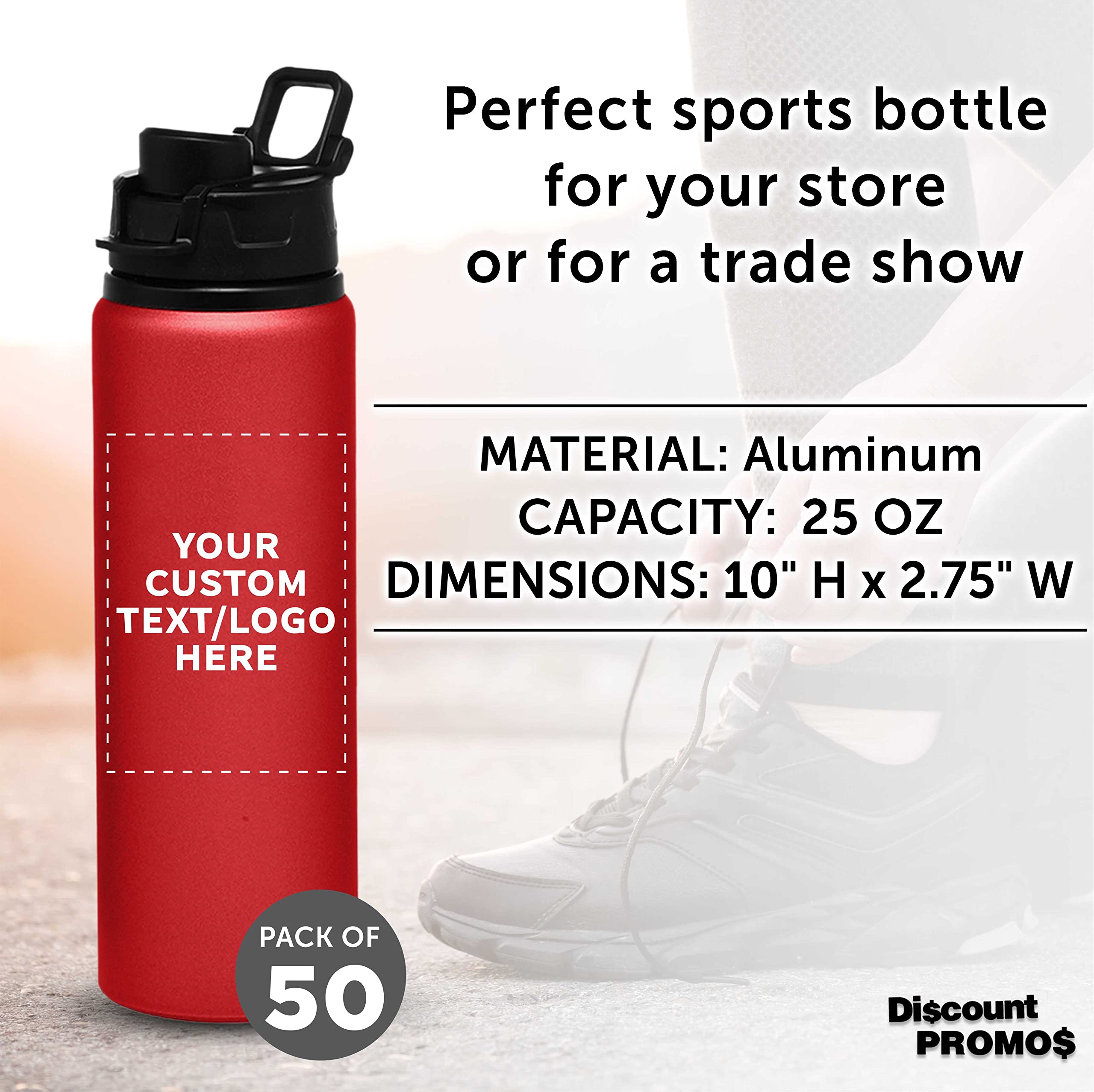 Custom 25oz Aluminum Water Bottles with Snap Lids - Bulk Pack of 50 Personalized Reusable Drinkware for Gym, Hiking, Cycling & School - Eco-Friendly Sports & Outdoor Hydration Bottle - Red