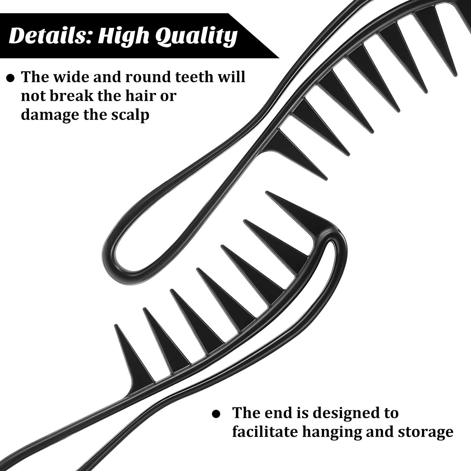 2 Pack Carbon Fiber Hair Combs - Tail Comb & Wide Tooth Comb for Teasing, Styling & Lifting - Professional Salon & Home Hair Care Supplies (Black) - Perfect for Hair Styling, Detangling & Volume Creation
