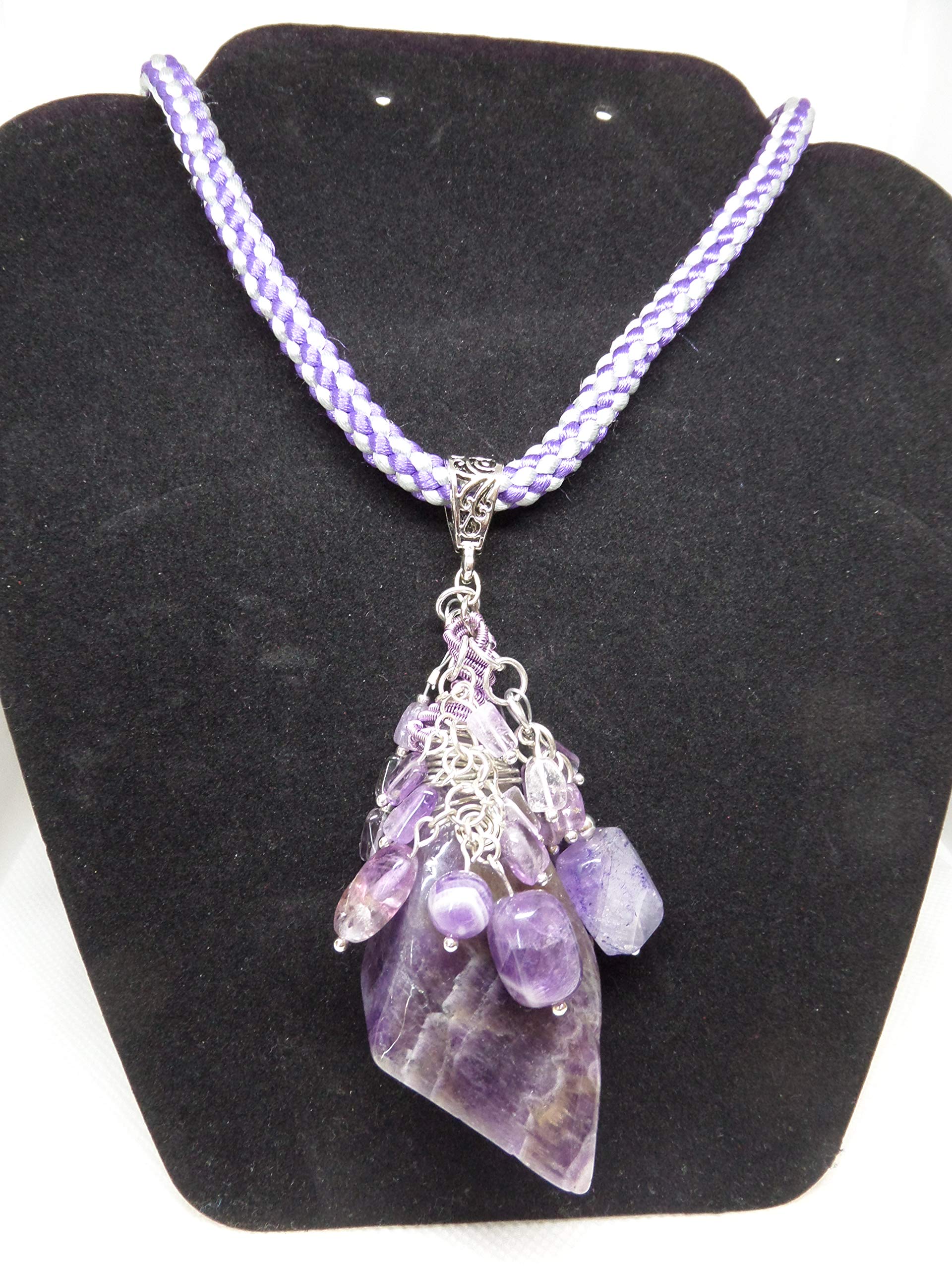 Handmade Beaded Kumihimo Necklace with Wire Wrapped Pendant - Elegant Boho Jewelry for Women, Perfect for Weddings, Parties & Everyday Wear