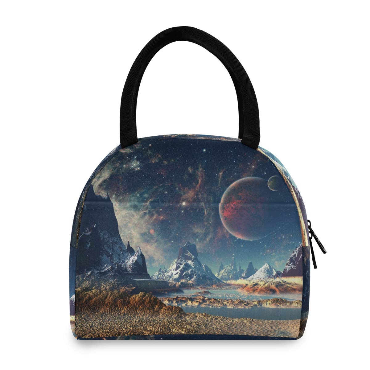 Insulated Lunch Bag for Women & Kids - Reusable Cooler Lunch Box with Alien Planet Design for Work, School & Picnics | Eco-Friendly Food Container for Office, Hiking & Outdoor Activities
