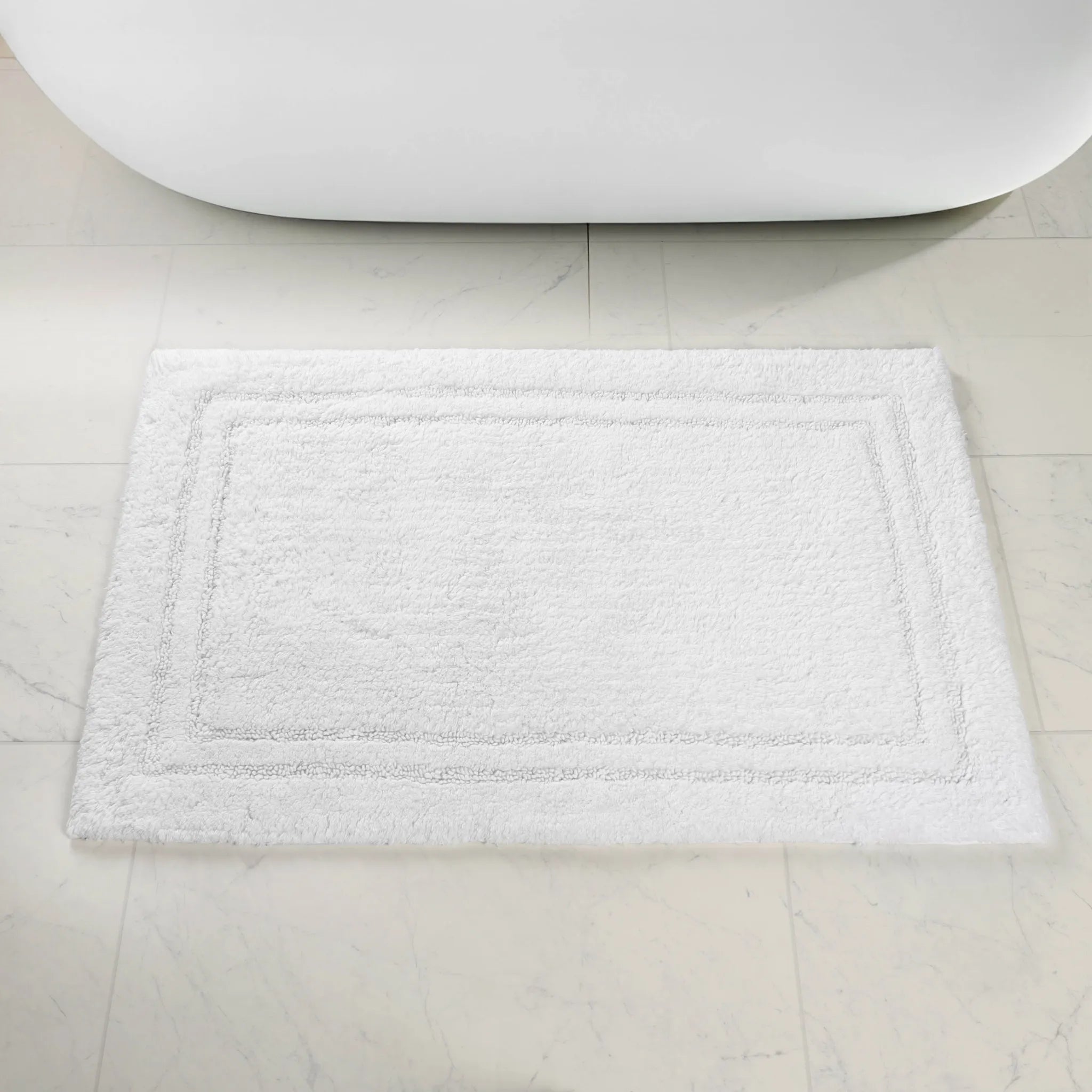 Non-Slip Cotton Bathroom Rug Set - 2 Piece Washable Absorbent Bath Mat with Anti-Skid Backing for Bathroom, Shower & Vanity Area