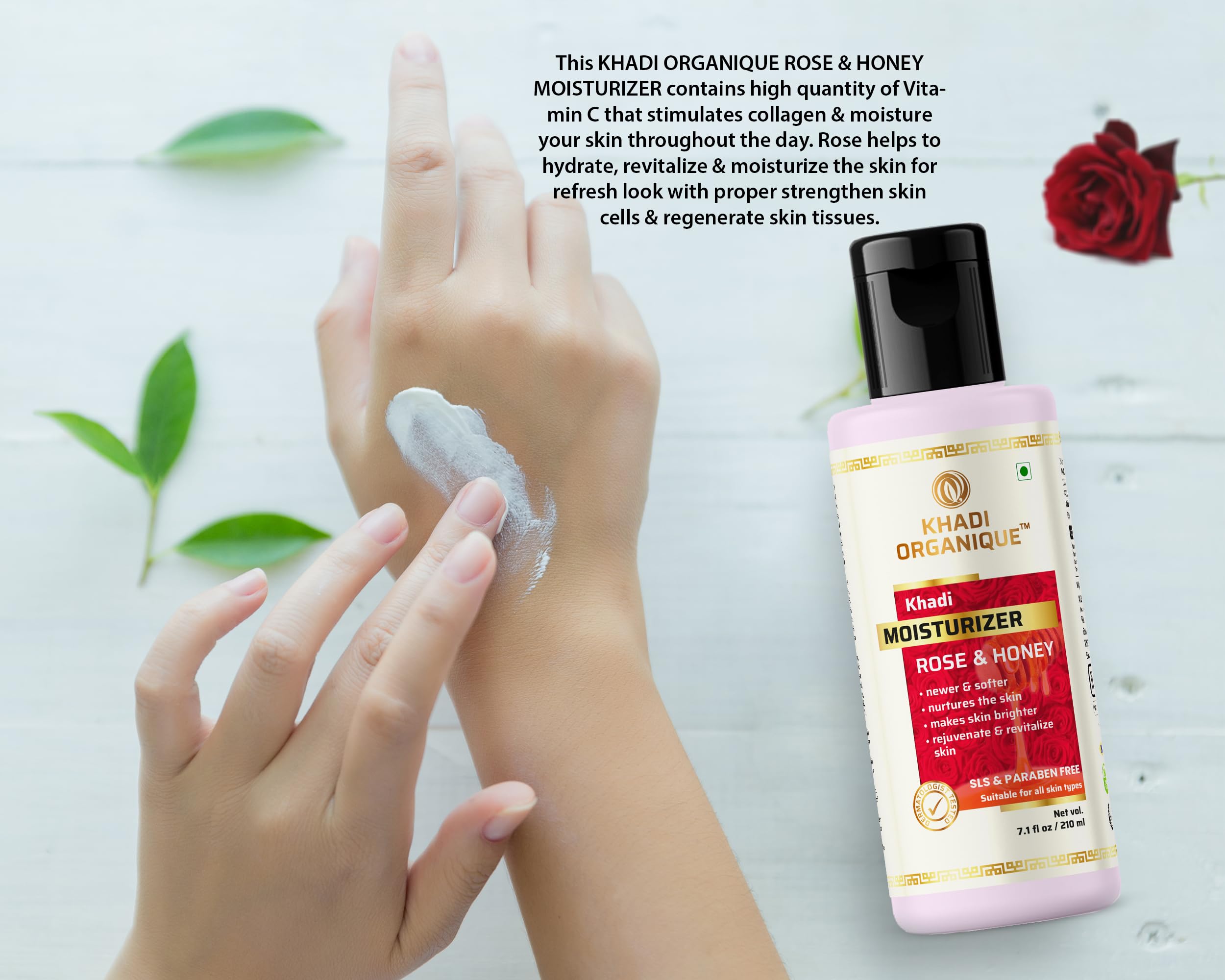 Khadi Organique Rose & Honey Moisturizer - Paraben Free, Natural Skincare - Pack of 2 - Hydrating Face Cream for Dry & Sensitive Skin - Perfect for Daily Use & Night Routine