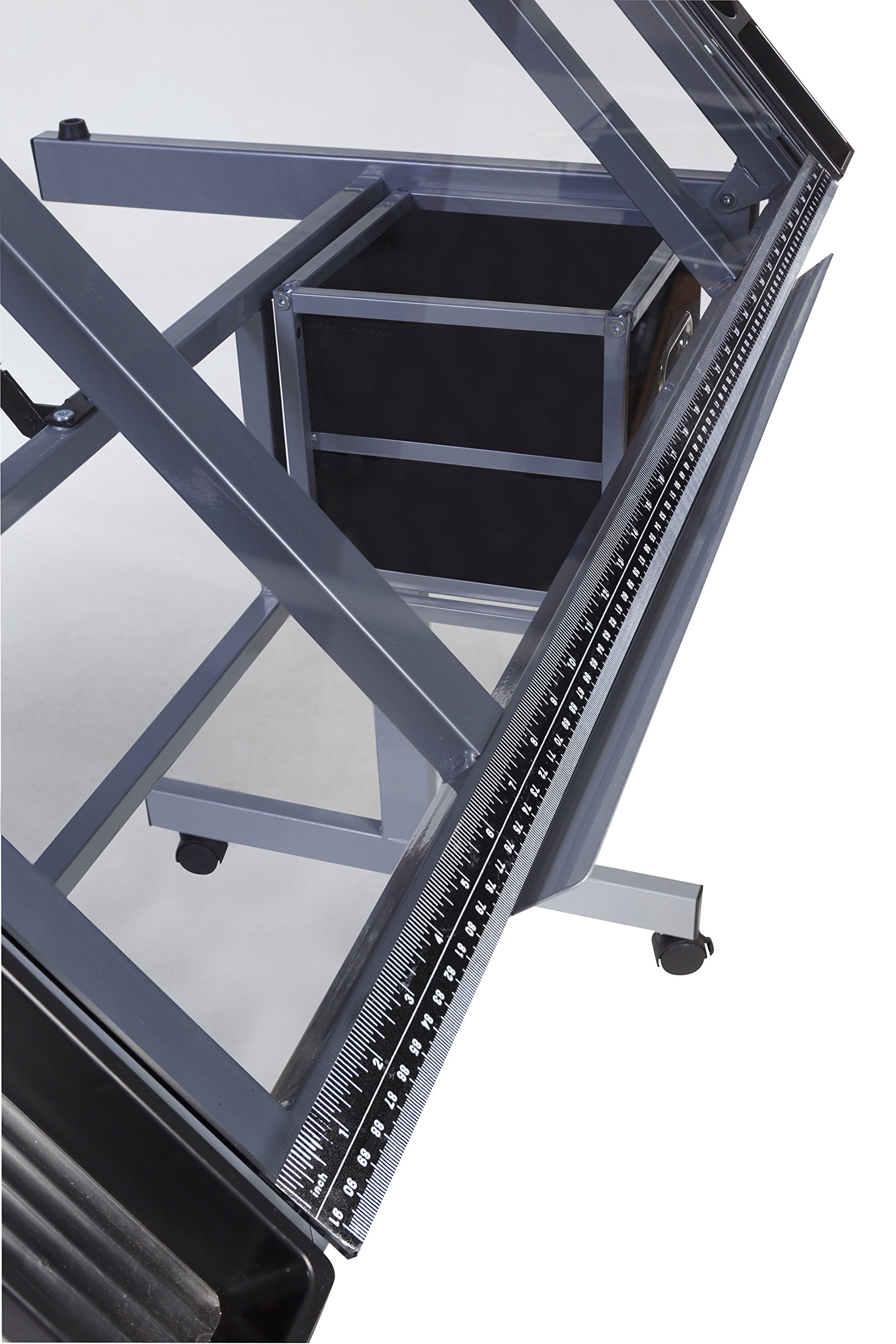 OneSpace Craft Station with Blue Glass Drafting & Silver Accents - Perfect for DIY Projects, Scrapbooking & Home Office Organization