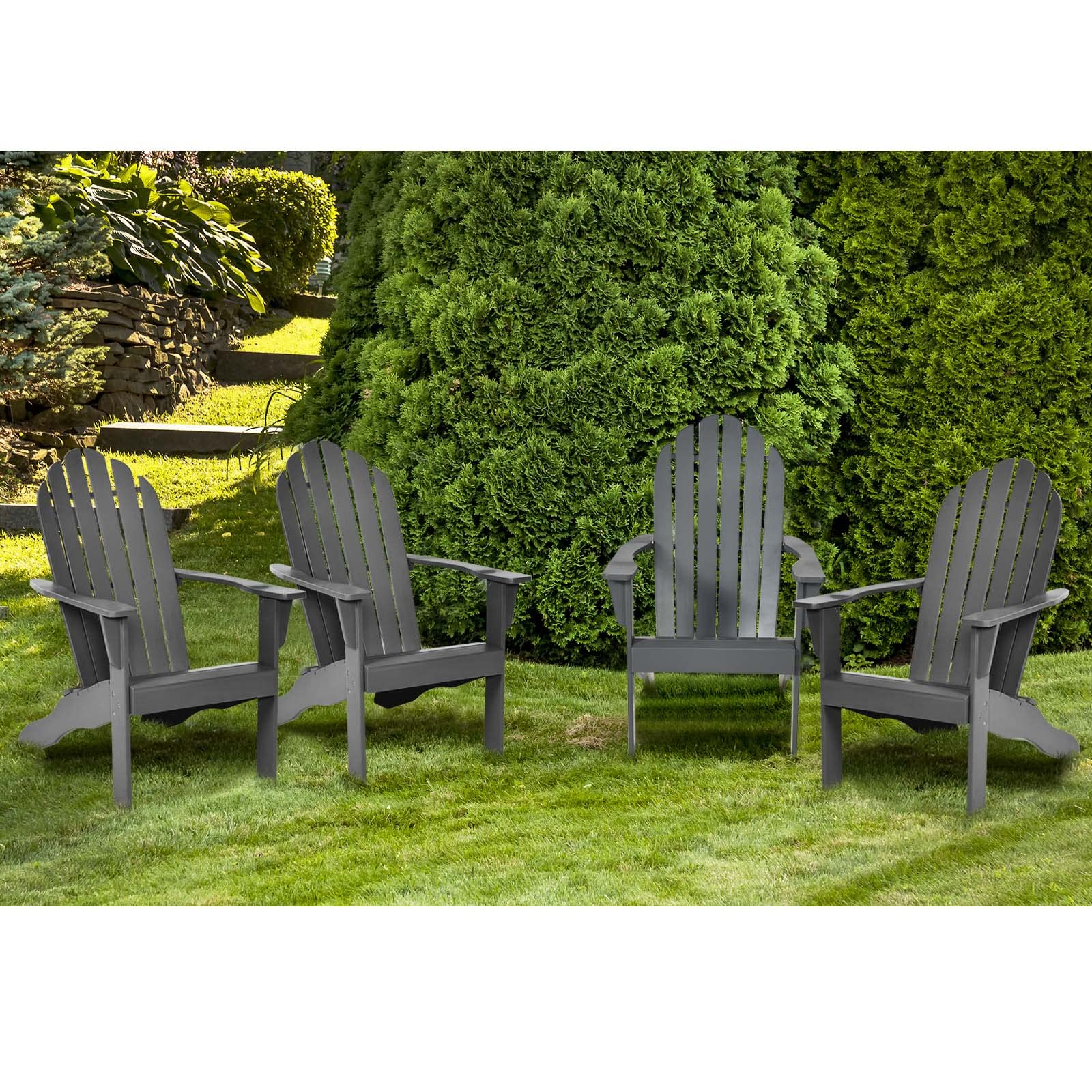 Tangkula Acacia Wood Adirondack Chair - Weather-Resistant Outdoor Lounge Chair with Slatted Seating for Patio, Garden, Poolside & Backyard Relaxation