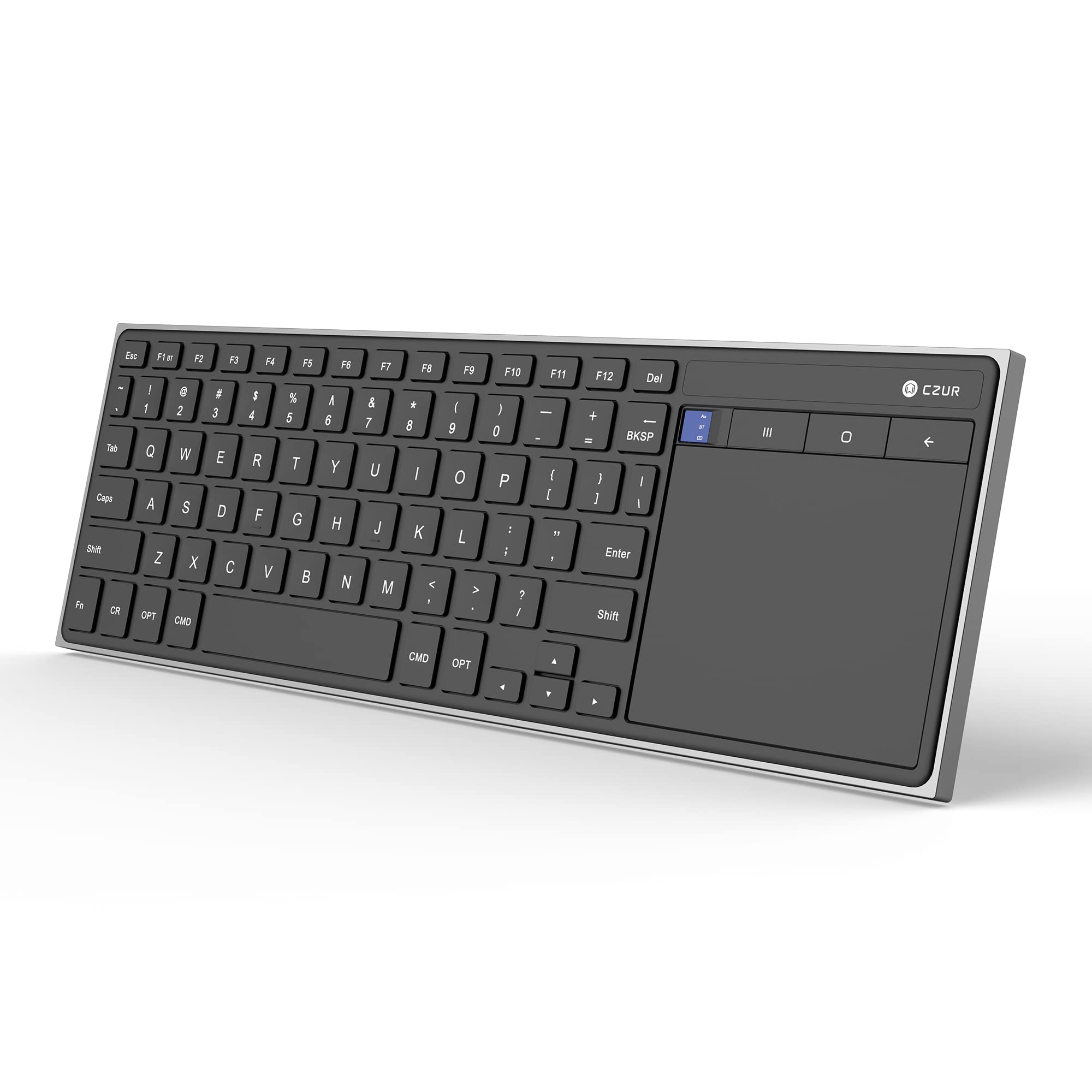 CZUR Rechargeable Bluetooth Keyboard with Touchpad, Ultra Slim Wireless Keyboard for PC, Laptop, Tablet & Phone, Perfect for Home Office, Travel & Remote Work